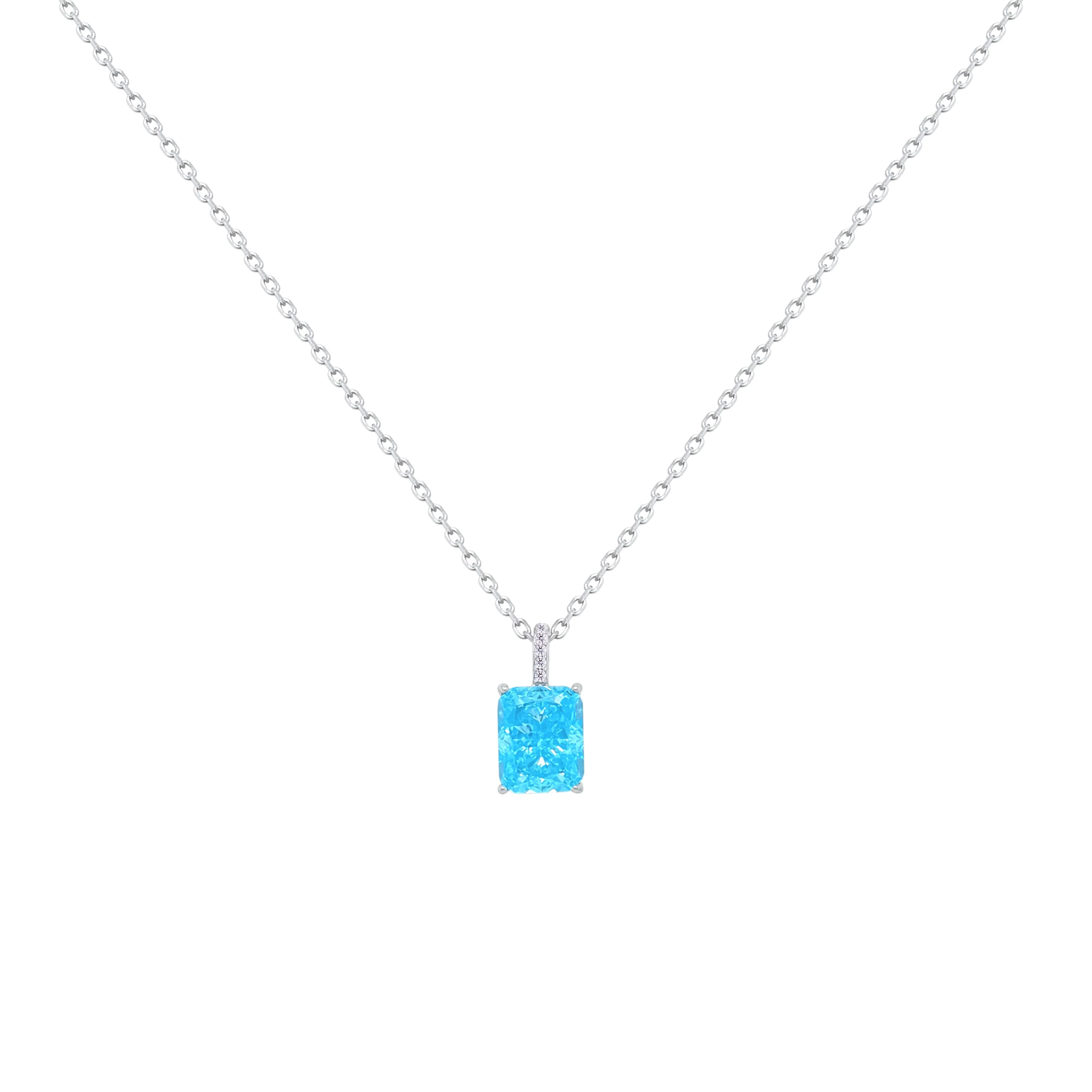 Asfour Crystal Jewelry Set With Aquamarine Emerald Design In 925 Sterling Silver-SD0131-M-9 - Image 6