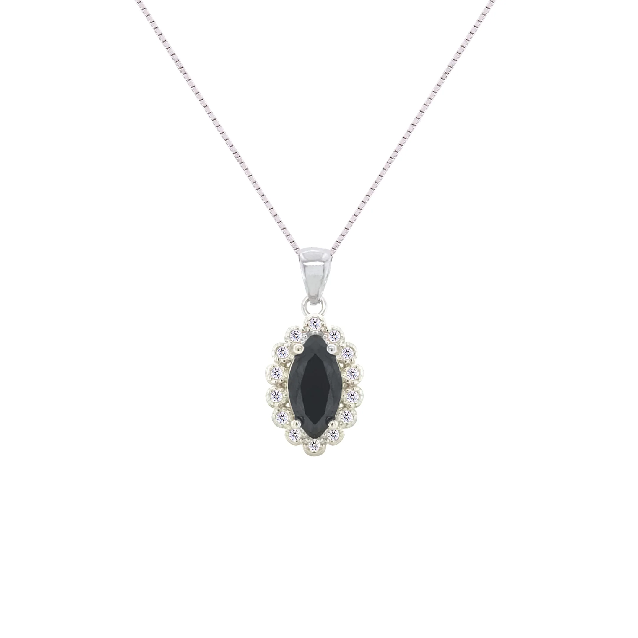 Asfour Crystal Jewelry Set With Black Marquise Design In 925 Sterling Silver-SD0063-P-7 - Image 2