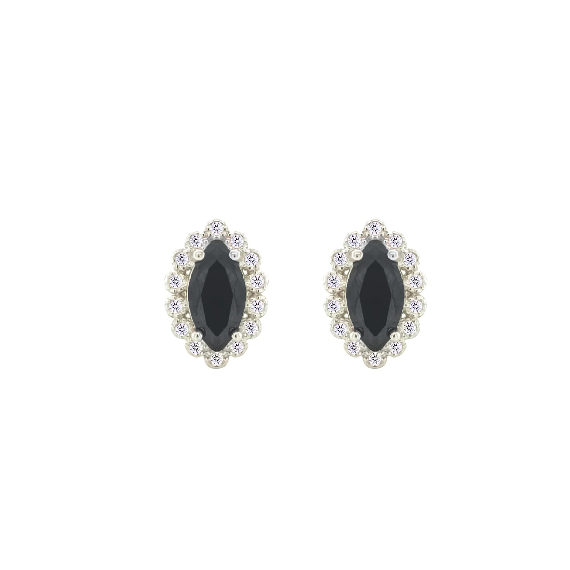 Asfour Crystal Jewelry Set With Black Marquise Design In 925 Sterling Silver-SD0063-P-7 - Image 3