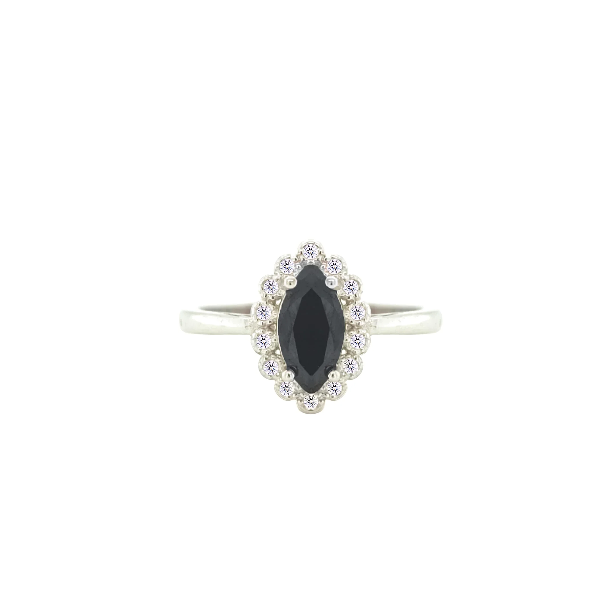 Asfour Crystal Jewelry Set With Black Marquise Design In 925 Sterling Silver-SD0063-P-7 - Image 4