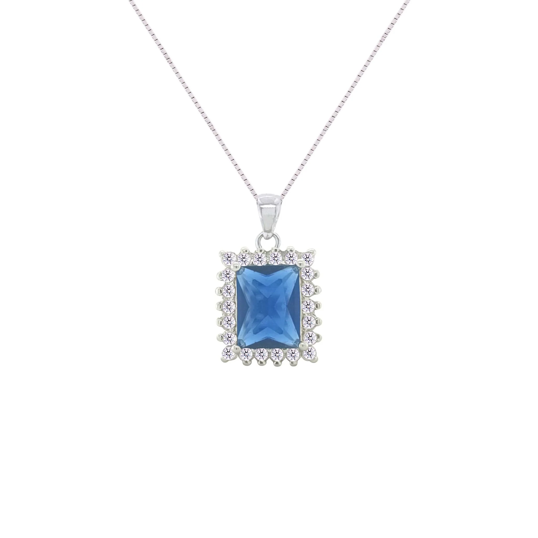 Asfour Crystal Jewelry Set With Blue Emerald Design In 925 Sterling Silver-SD0083-B-9 - Image 2
