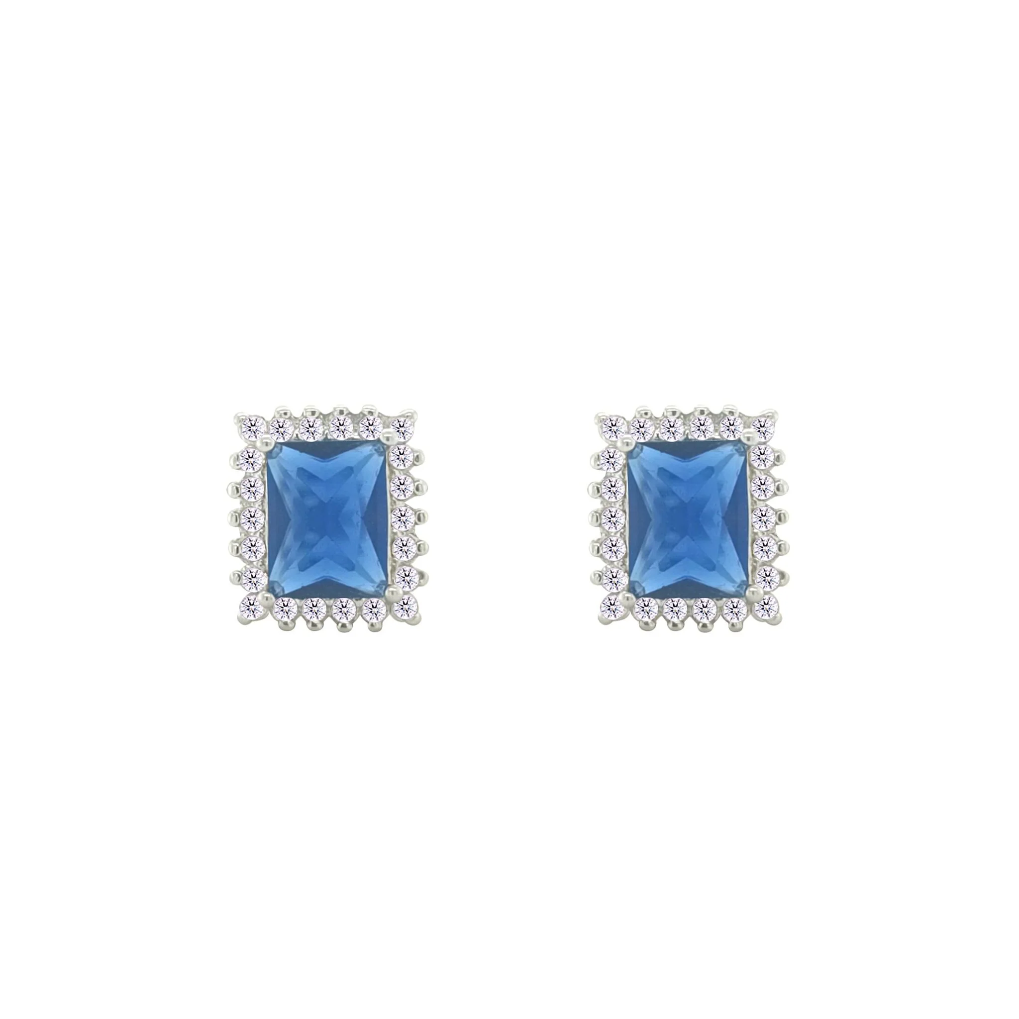 Asfour Crystal Jewelry Set With Blue Emerald Design In 925 Sterling Silver-SD0083-B-9 - Image 3