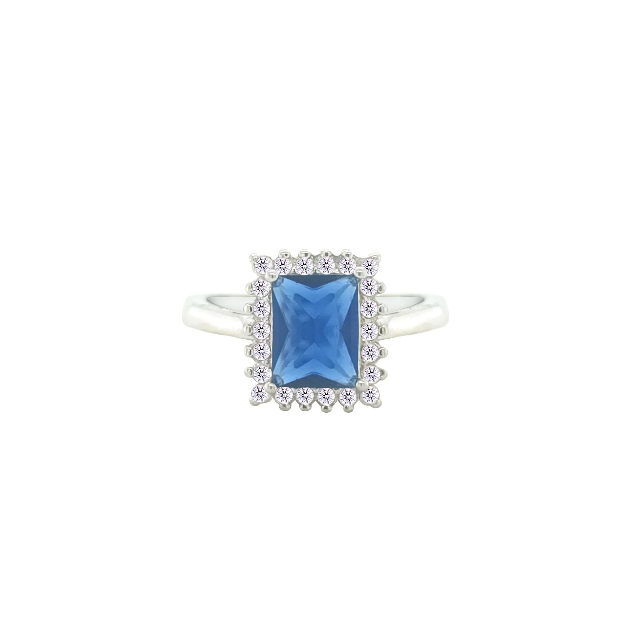 Asfour Crystal Jewelry Set With Blue Emerald Design In 925 Sterling Silver-SD0083-B-9 - Image 4