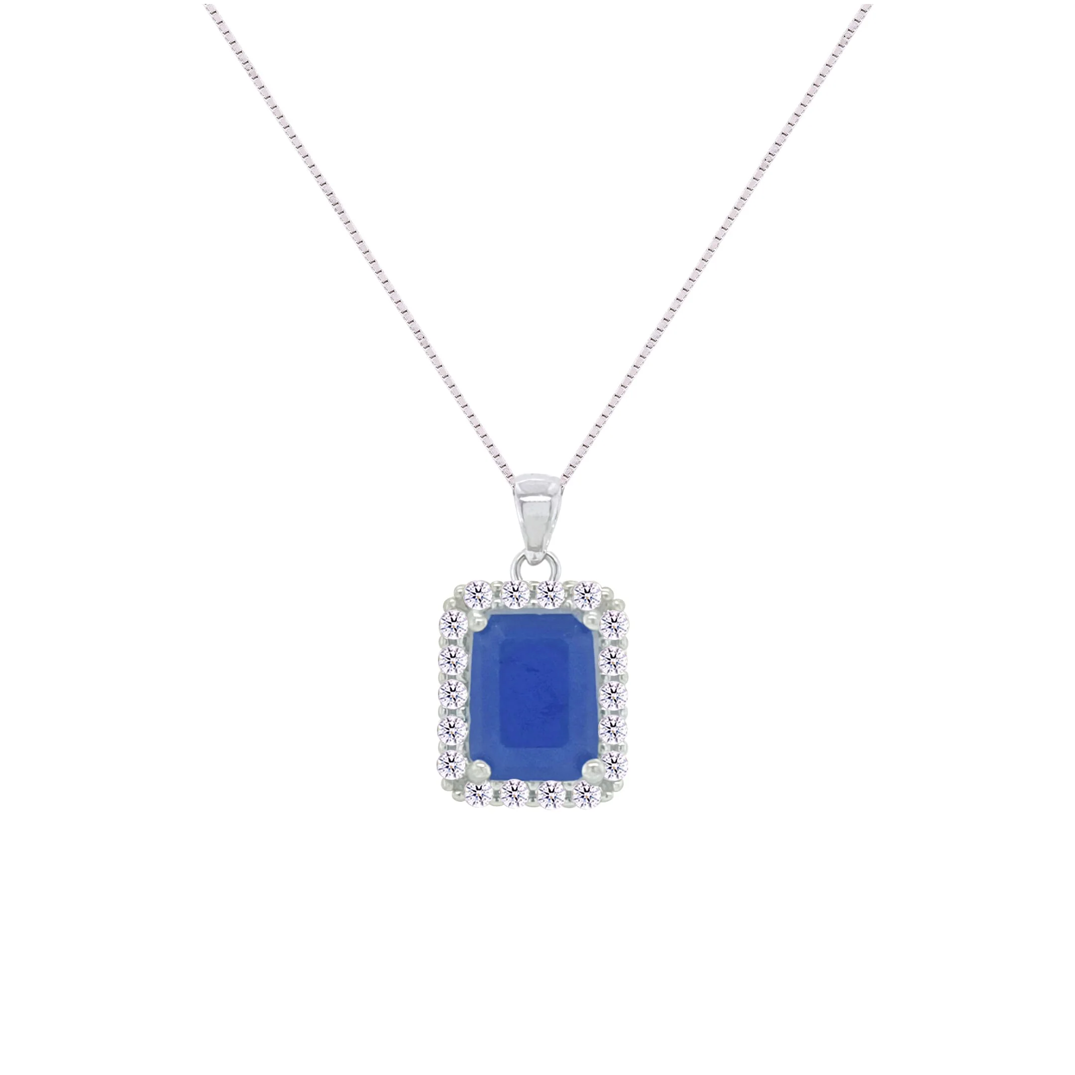 Asfour Crystal Jewelry Set With Blue Emerald Design In 925 Sterling Silver-SD0084-B-7 - Image 2