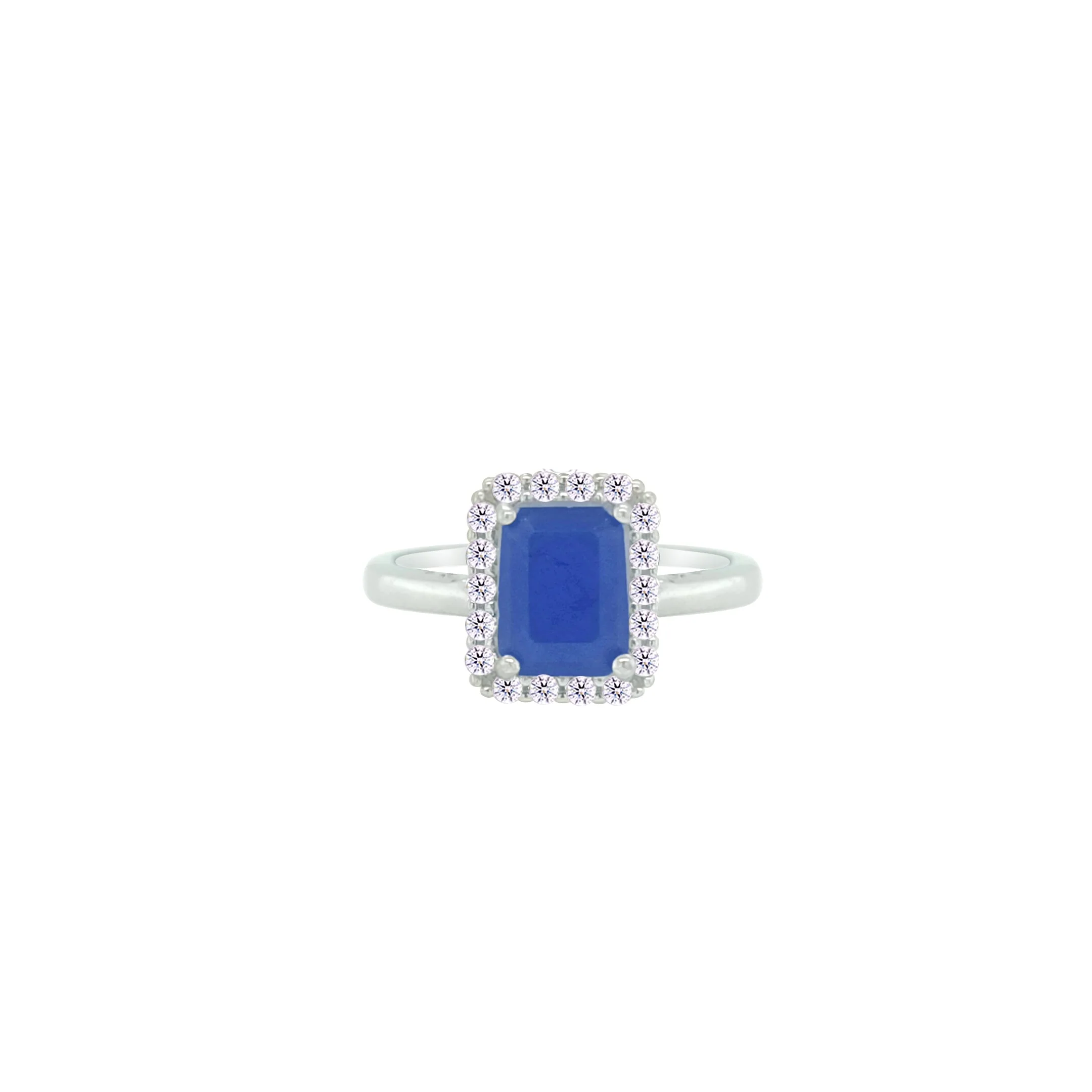 Asfour Crystal Jewelry Set With Blue Emerald Design In 925 Sterling Silver-SD0084-B-7 - Image 4