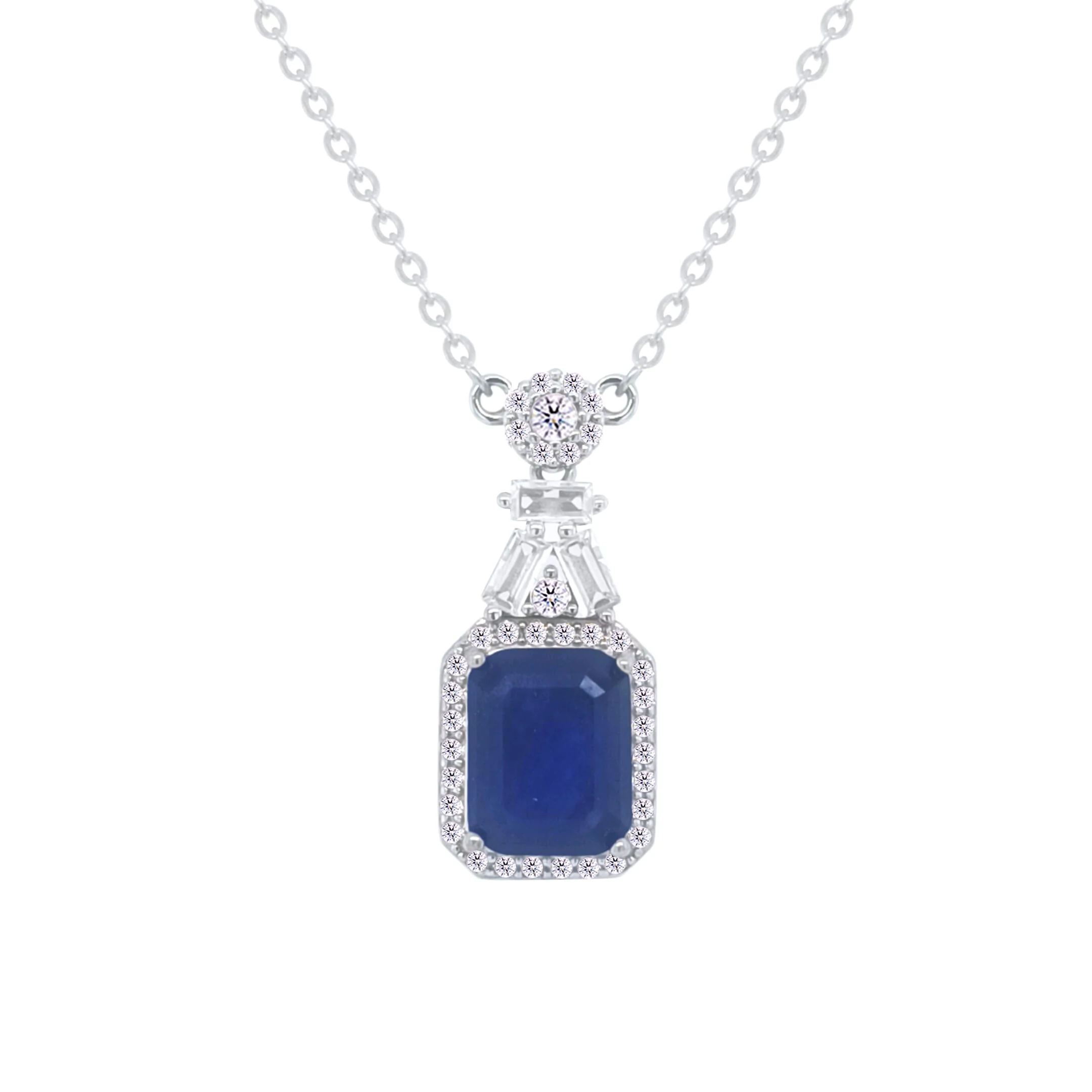 Asfour Crystal Jewelry Set With Blue Emerald Design In 925 Sterling Silver-SD0086-B-9 - Image 2