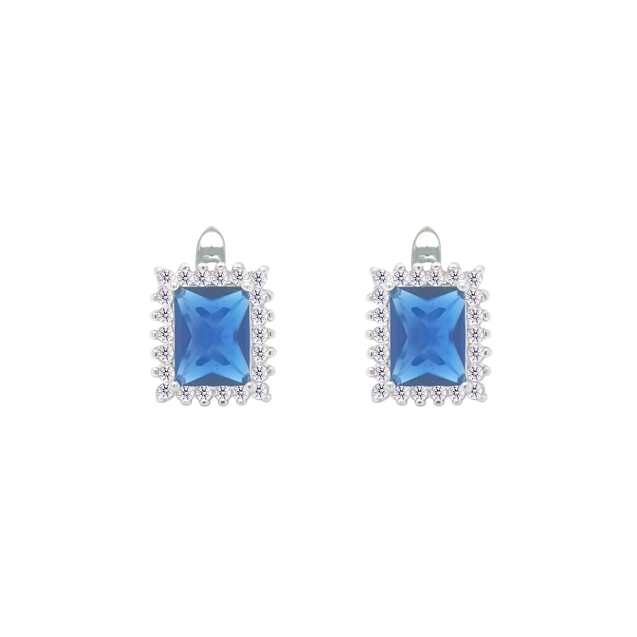 Asfour Crystal Jewelry Set With Blue Emerald Design In 925 Sterling Silver-SD0106-B-7 - Image 3