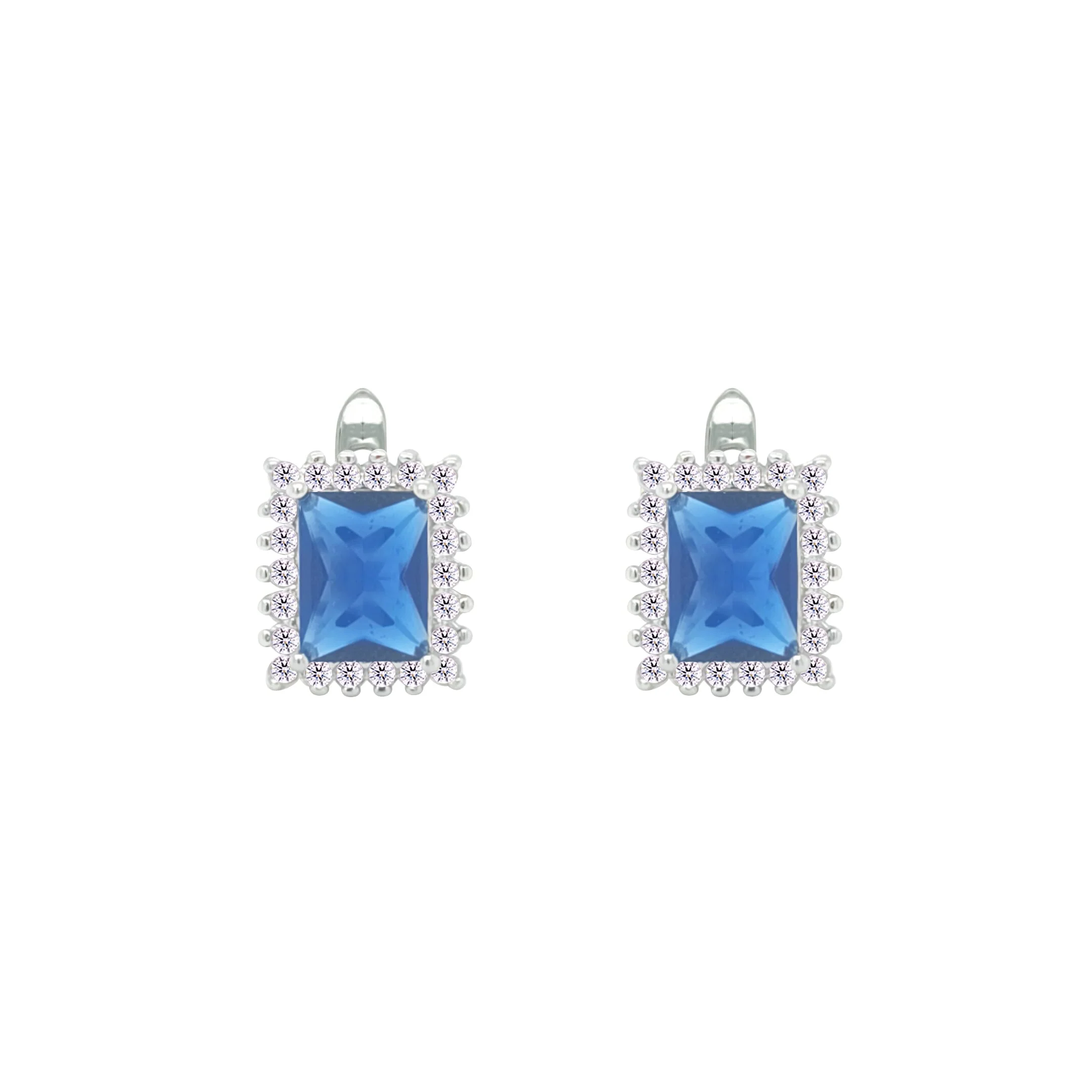 Asfour Crystal Jewelry Set With Blue Emerald Design In 925 Sterling Silver-SD0106-B-9 - Image 3