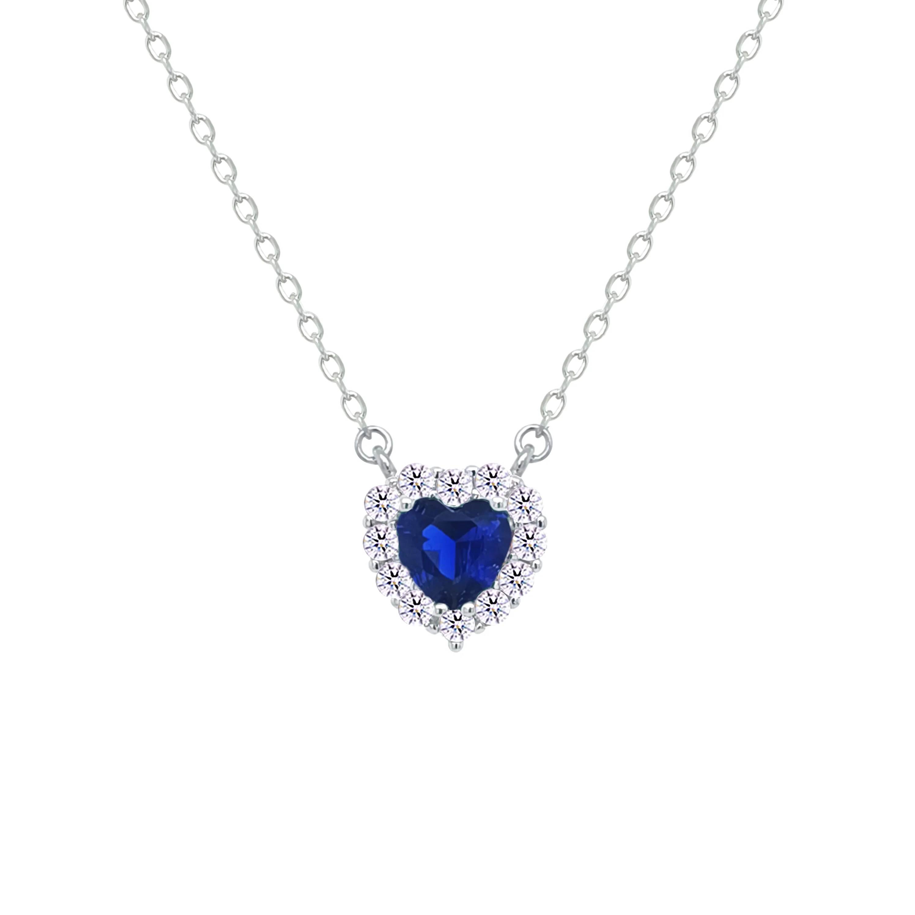 Asfour Crystal Jewelry Set With Blue Heart Design Inlaid With Zircon In 925 Sterling Silver-SM0043-B - Image 2