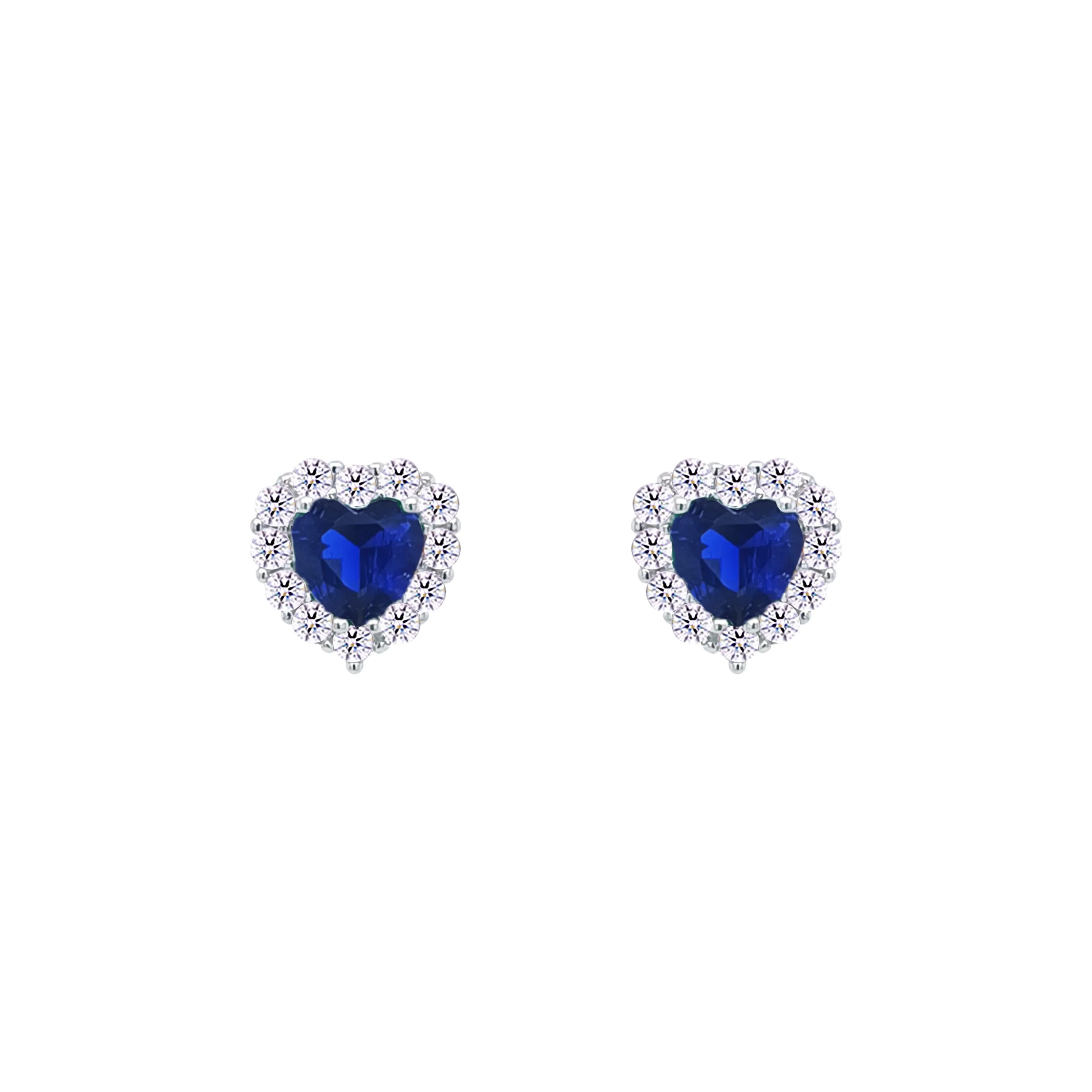 Asfour Crystal Jewelry Set With Blue Heart Design Inlaid With Zircon In 925 Sterling Silver-SM0043-B - Image 3