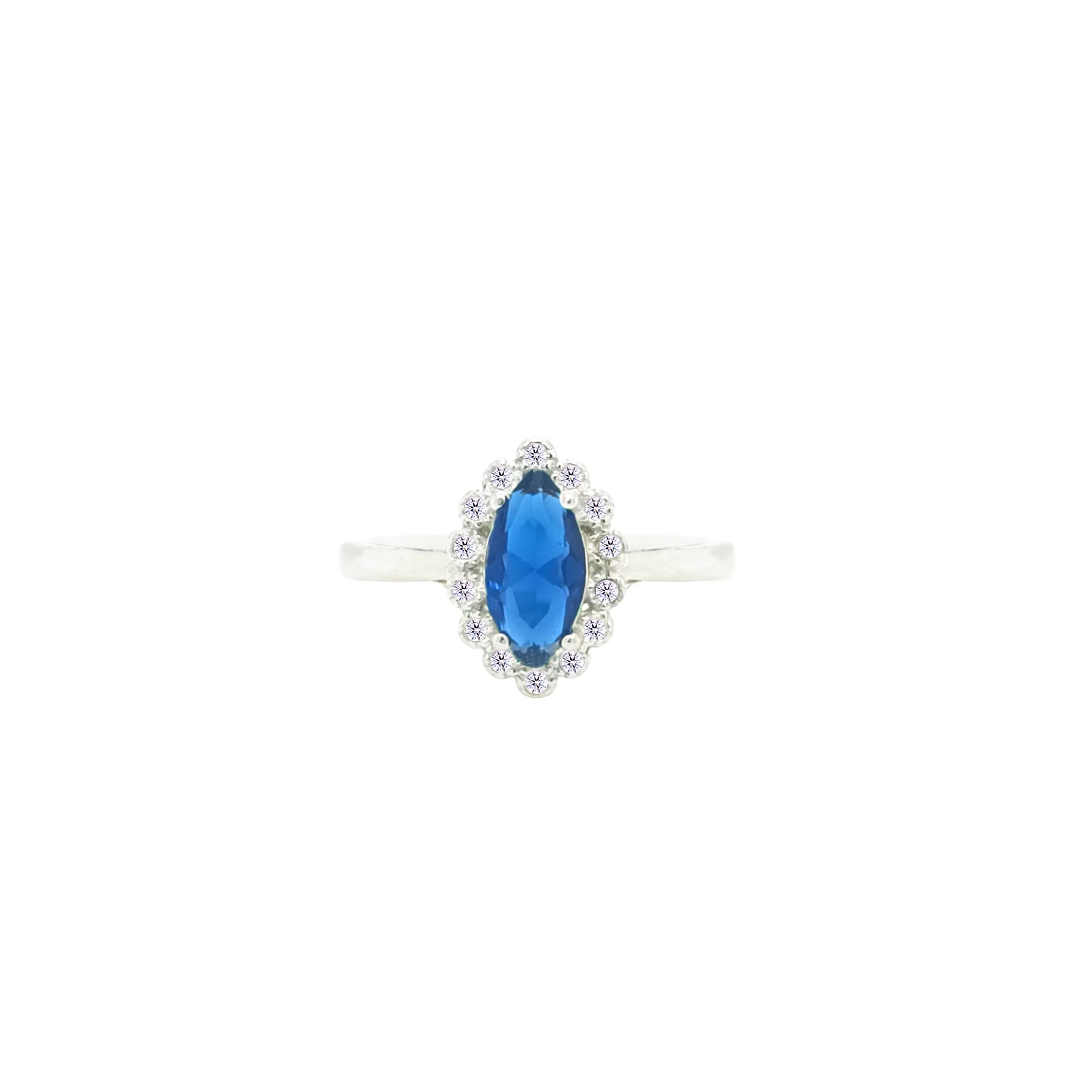Asfour Crystal Jewelry Set With Blue Marquise Design In 925 Sterling Silver-SD0120-B-9 - Image 4