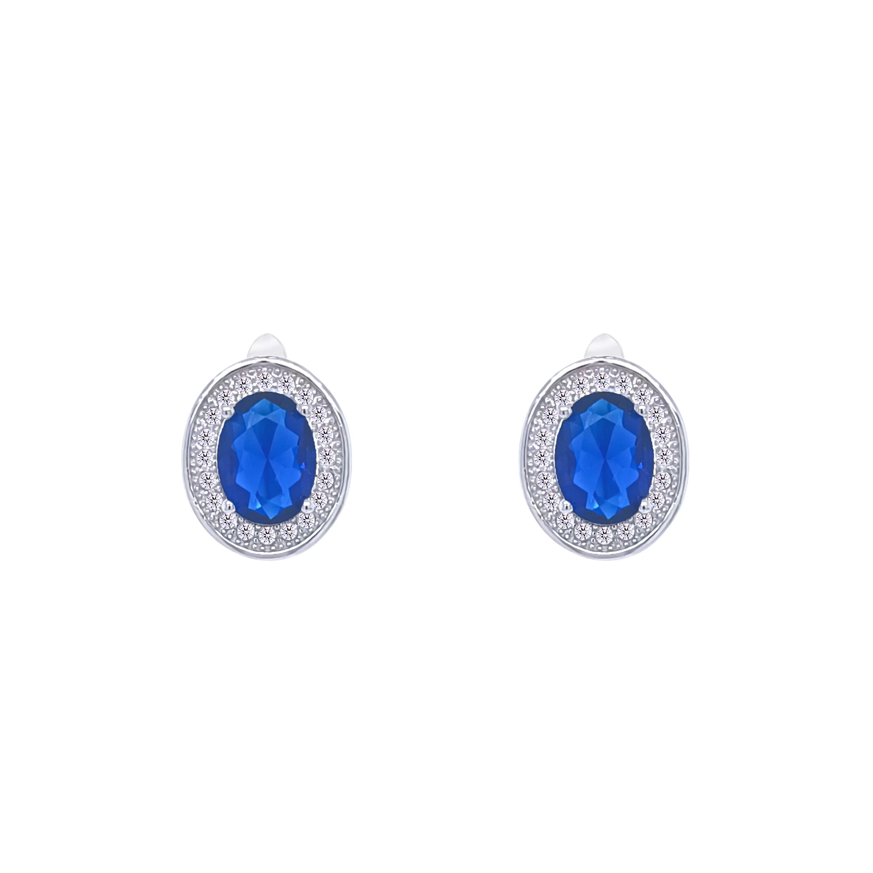 Asfour Crystal Jewelry Set With Blue Oval Design In 925 Sterling Silver -SM0032-B - Image 3