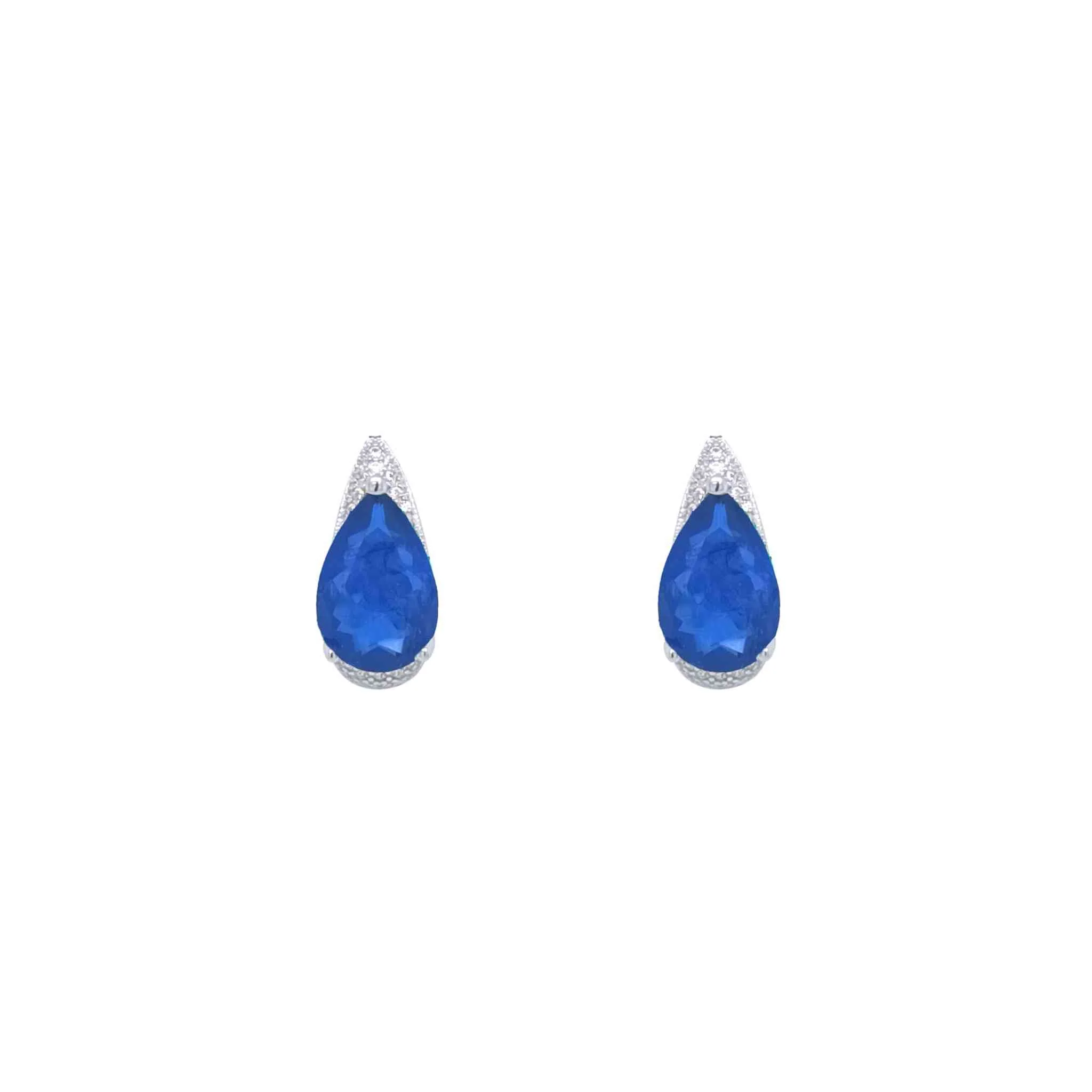 Asfour Crystal Jewelry Set With Blue Pear Design In 925 Sterling Silver-SD0055-B-8 - Image 3