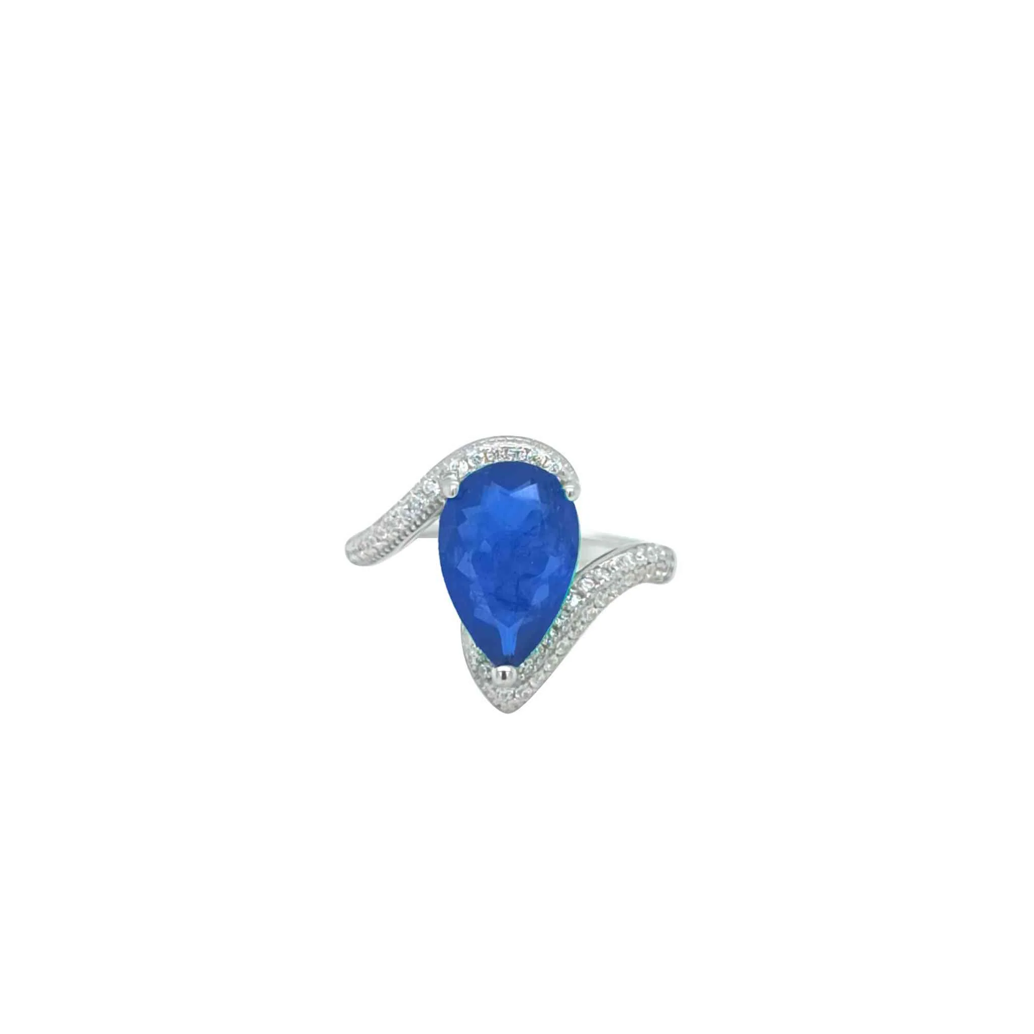 Asfour Crystal Jewelry Set With Blue Pear Design In 925 Sterling Silver-SD0055-B-8 - Image 4