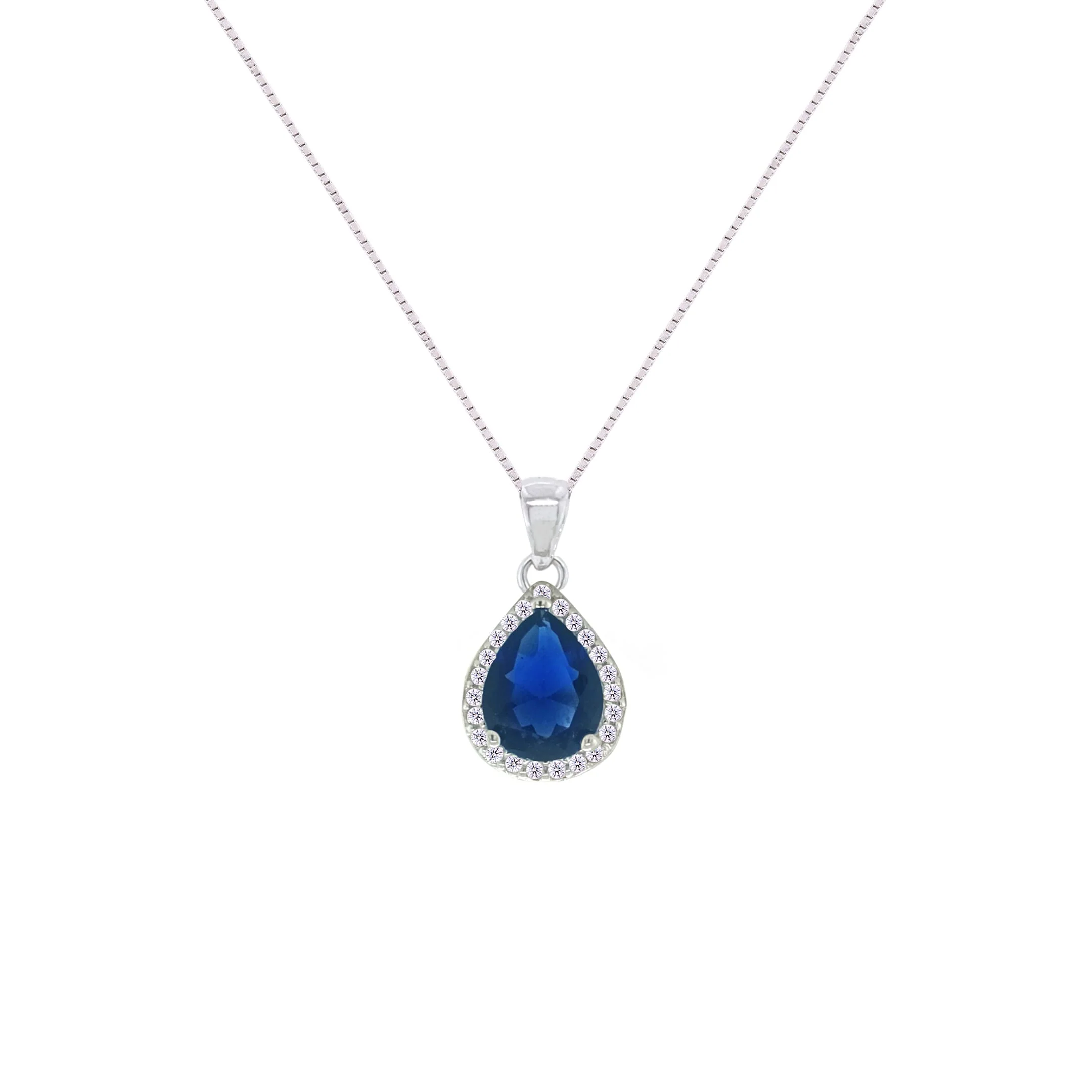 Asfour Crystal Jewelry Set With Blue Pear Design In 925 Sterling Silver-SD0081-B-8 - Image 2