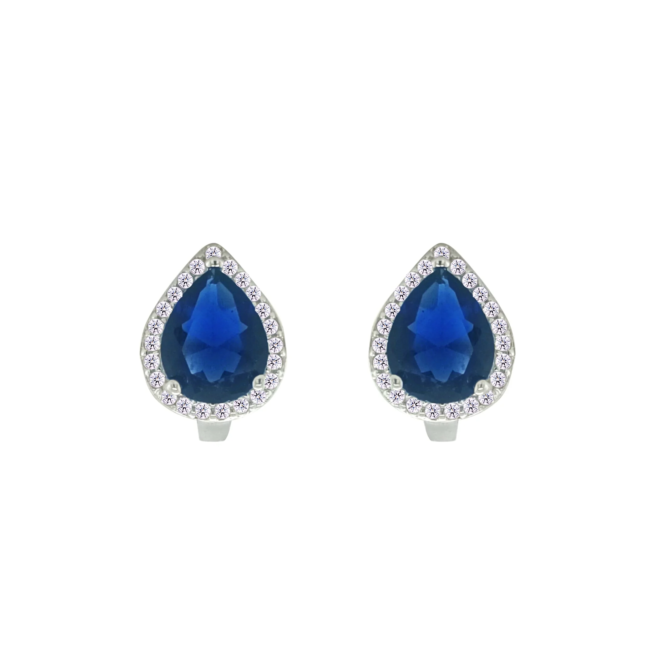 Asfour Crystal Jewelry Set With Blue Pear Design In 925 Sterling Silver-SD0081-B-8 - Image 3