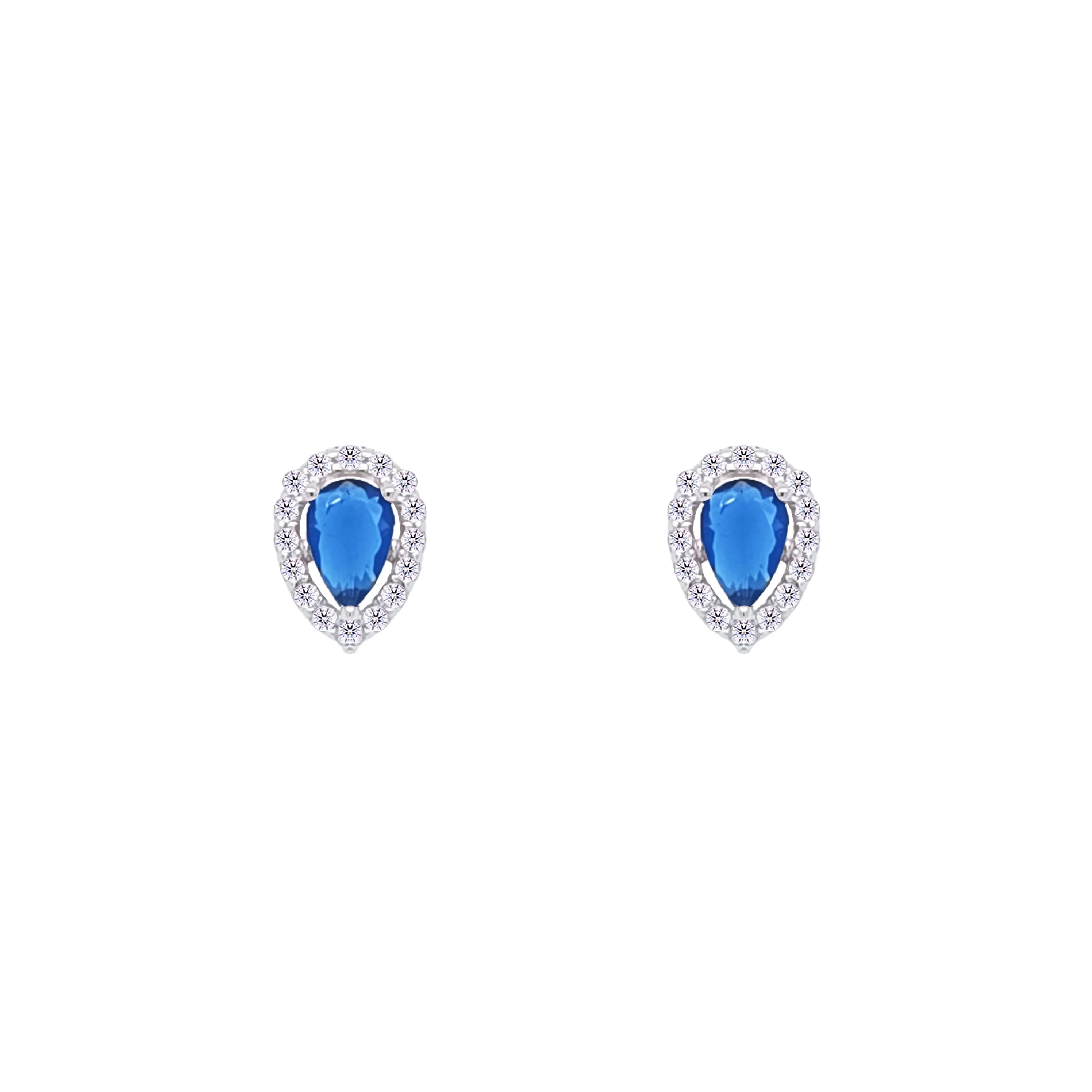 Asfour Crystal jewelry Set With Blue Pear Design Inlaid With Zircon In 925 Sterling Silver-SM0039-B - Image 3