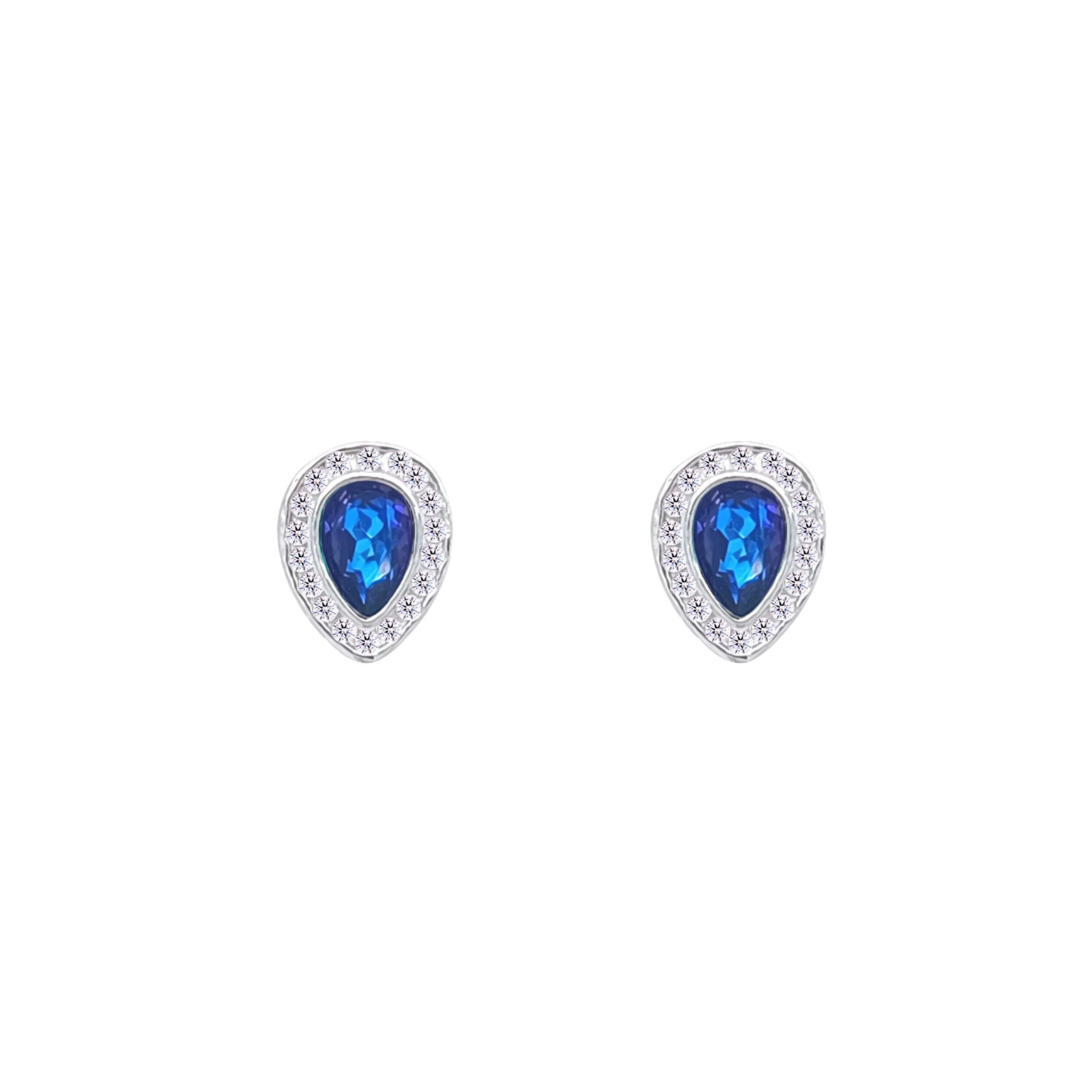Asfour Crystal Jewelry Set With Blue Pear Design Inlaid With Zircon In 925 Sterling Silver-SM0044-BXN - Image 3