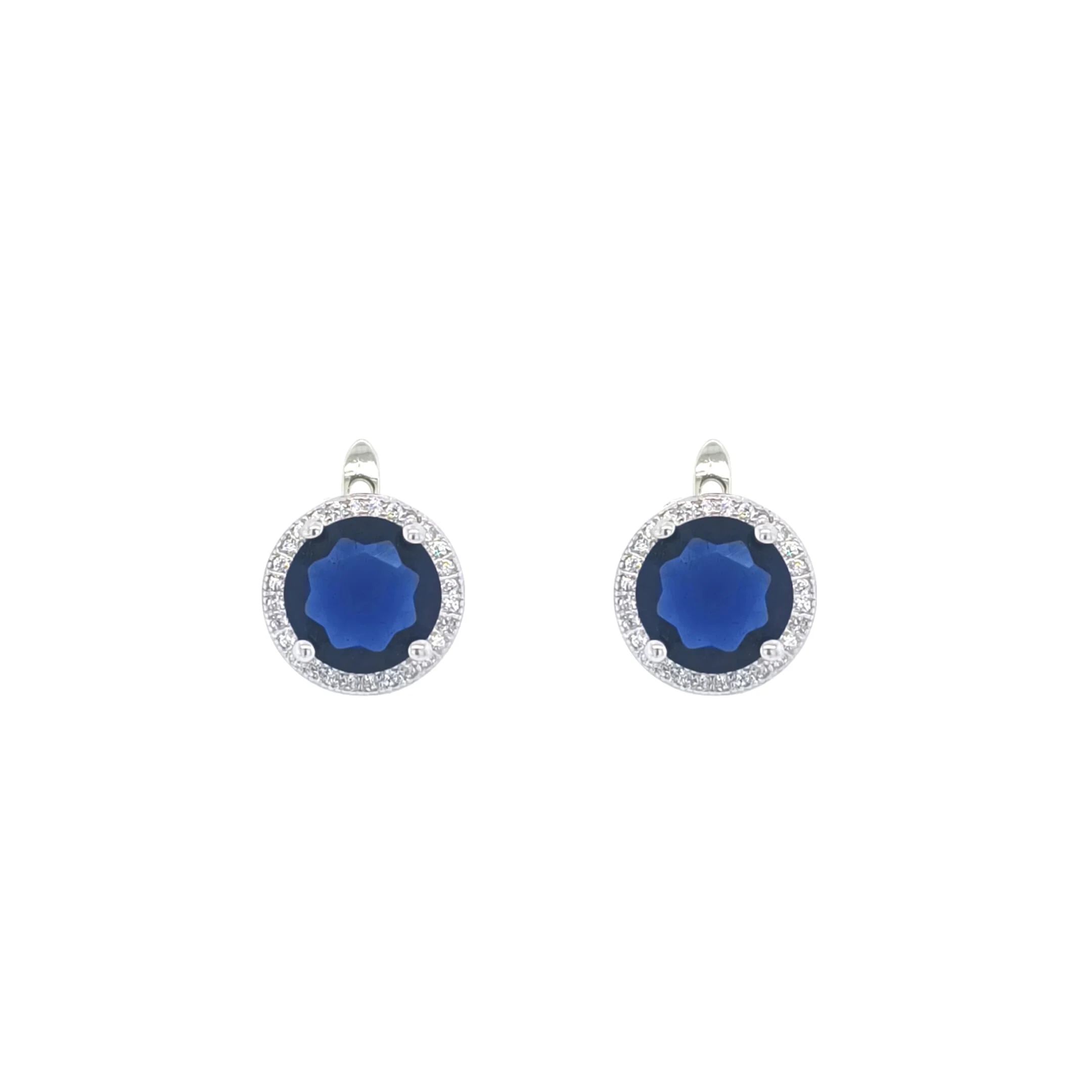 Asfour Crystal Jewelry Set With Blue Round Design In 925 Sterling Silver-SD0079-B-7 - Image 3