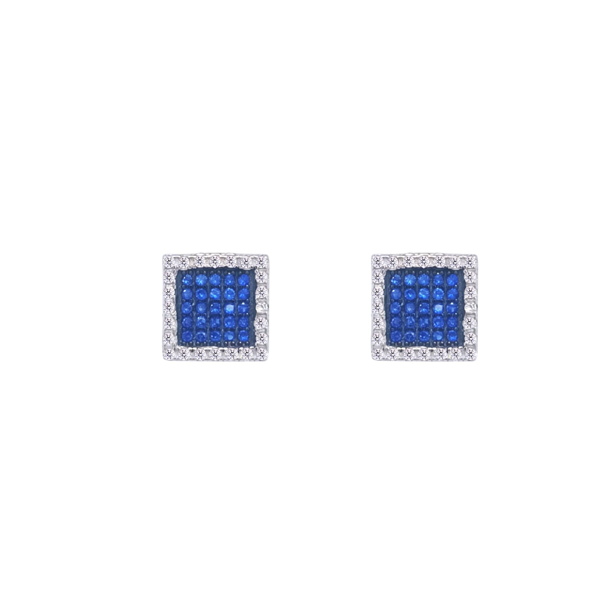 Asfour Crystal Jewelry Set With Blue Square Design In 925 Sterling Silver-SD0122-B - Image 3