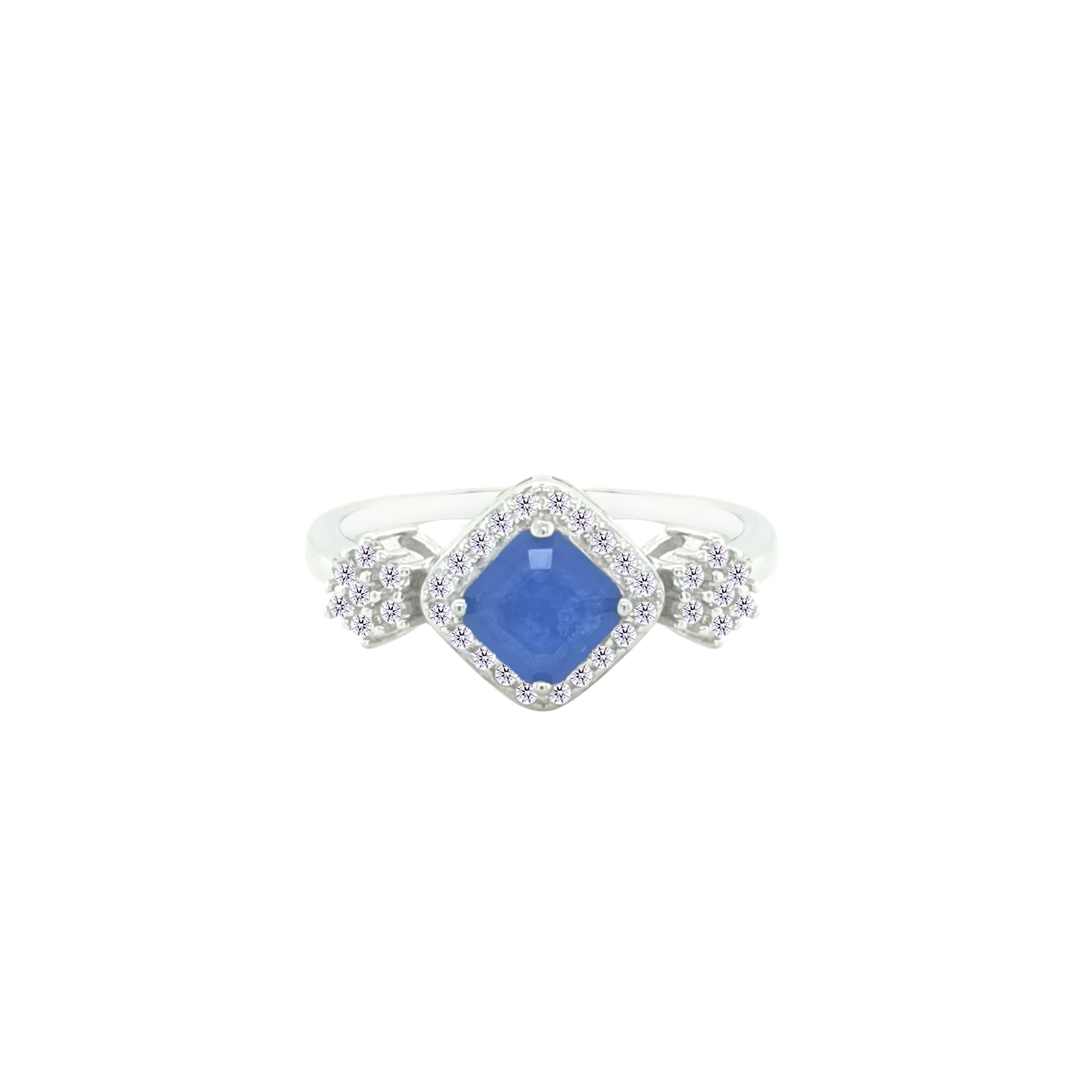 Asfour Crystal Jewelry Set With Blue Squares Design In 925 Sterling Silver-SD0058-B-7 - Image 4