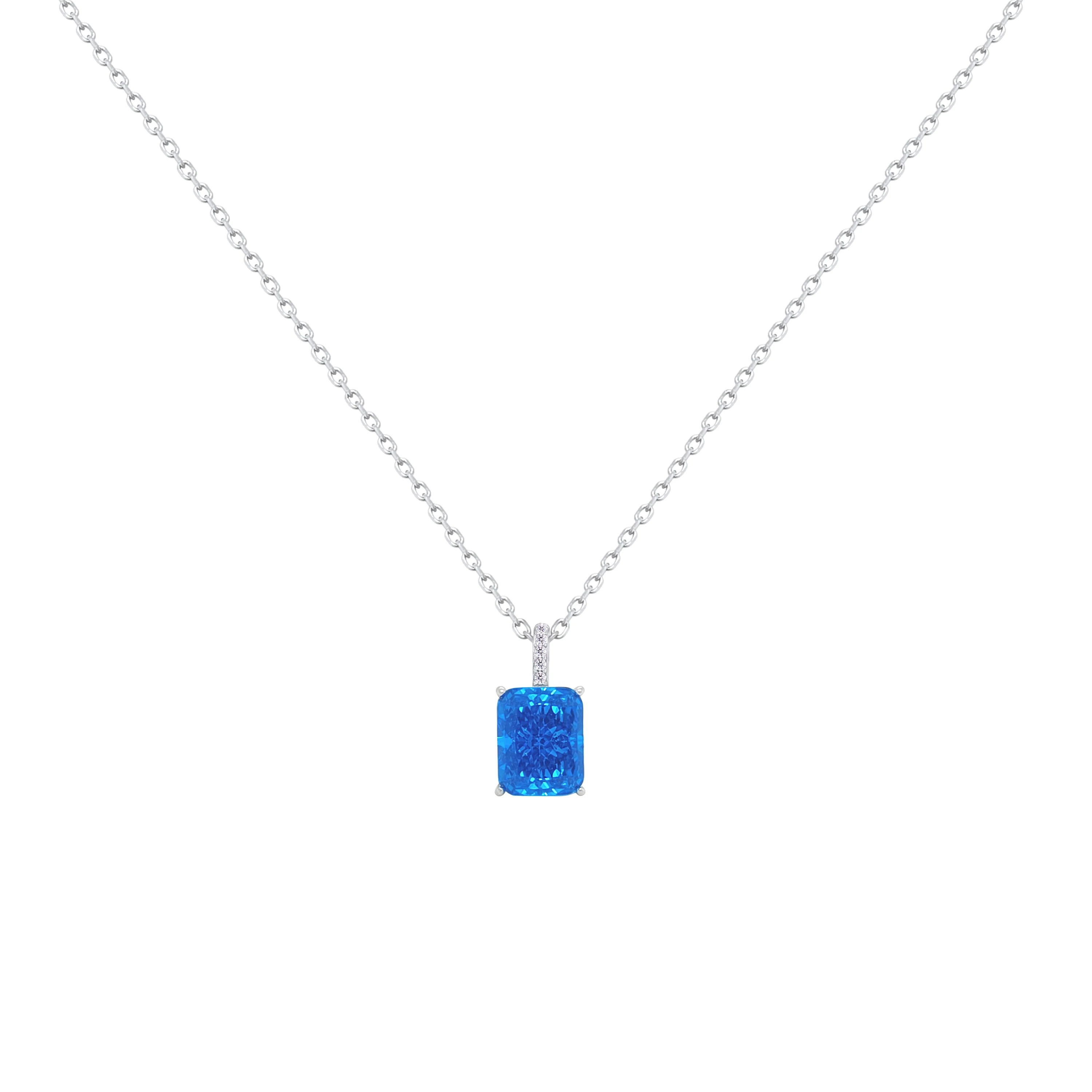 Asfour Crystal Jewelry Set With Dark Aquamarine Emerald Design In 925 Sterling Silver-SD0131-M5-8 - Image 5