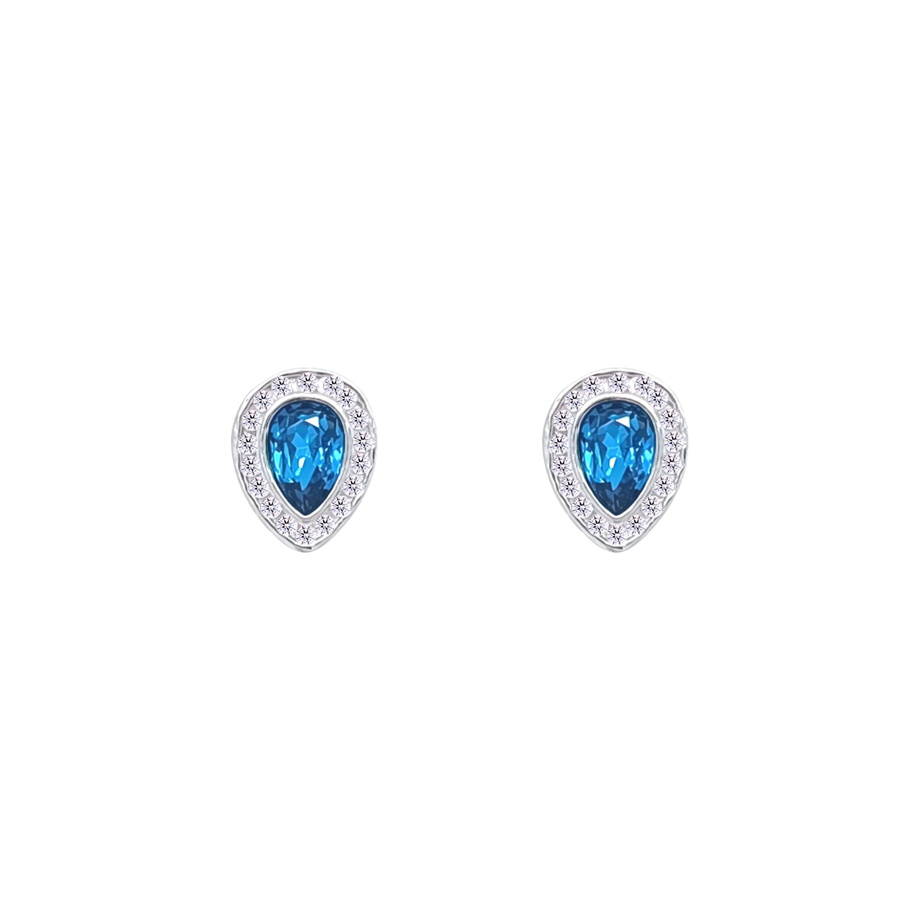 Asfour Crystal Jewelry Set With Dark Aquamarine Pear Design Inlaid With Zircon In 925 Sterling Silver-SM0044-M5 - Image 3