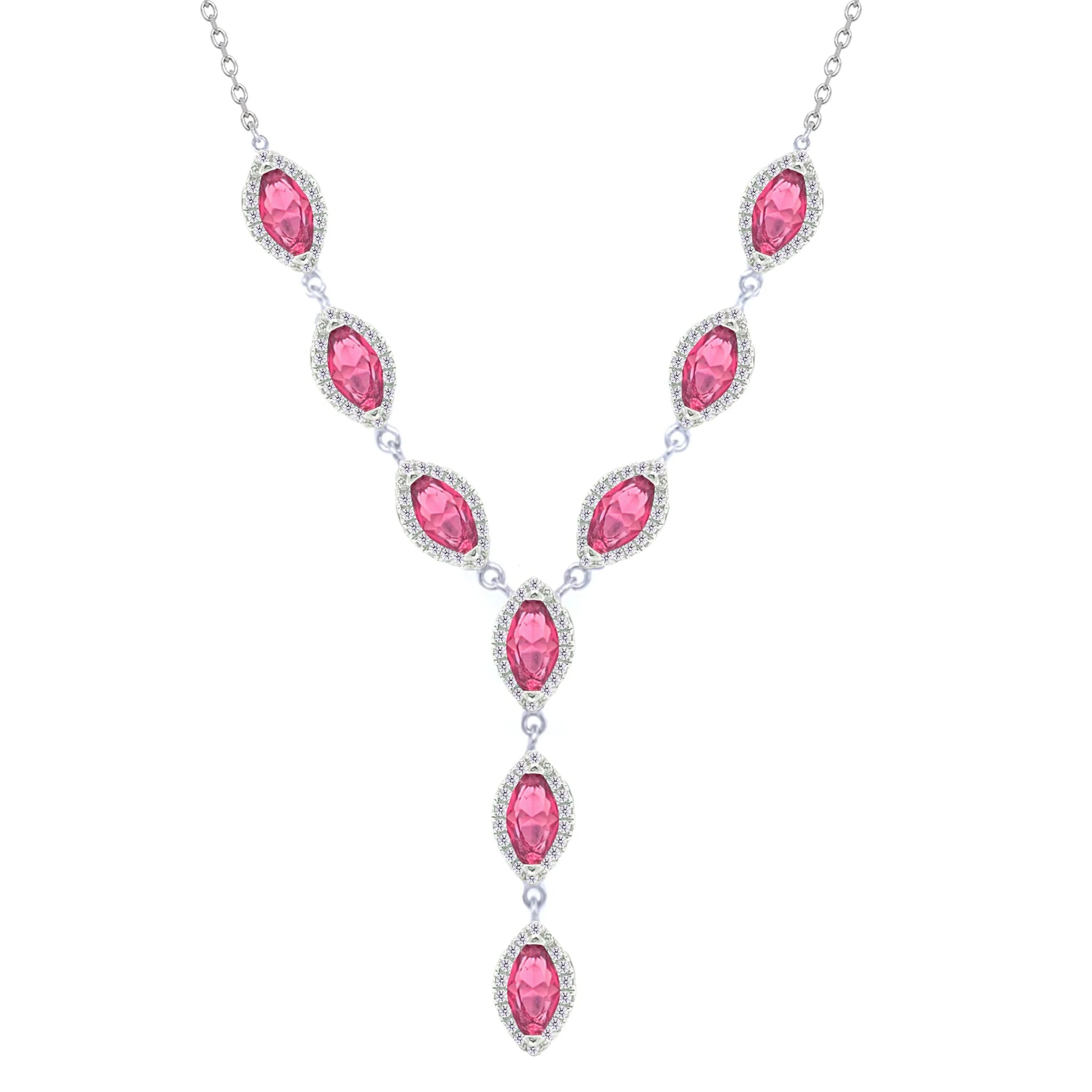 Asfour Crystal Jewelry Set With Dark Rose Marquise Cut Design In 925 Sterling Silver-SD0095-O5-8 - Image 2