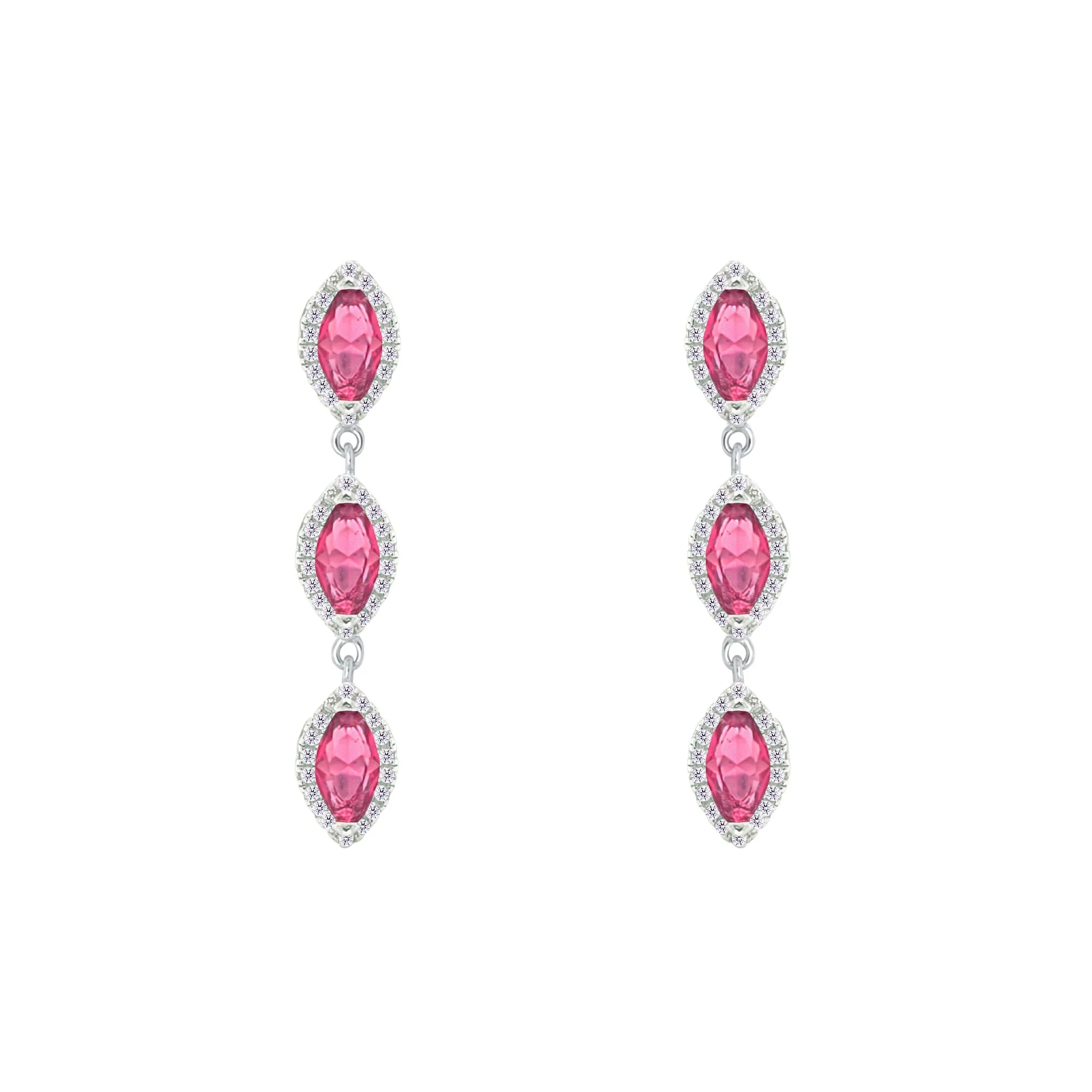Asfour Crystal Jewelry Set With Dark Rose Marquise Cut Design In 925 Sterling Silver-SD0095-O5-8 - Image 3