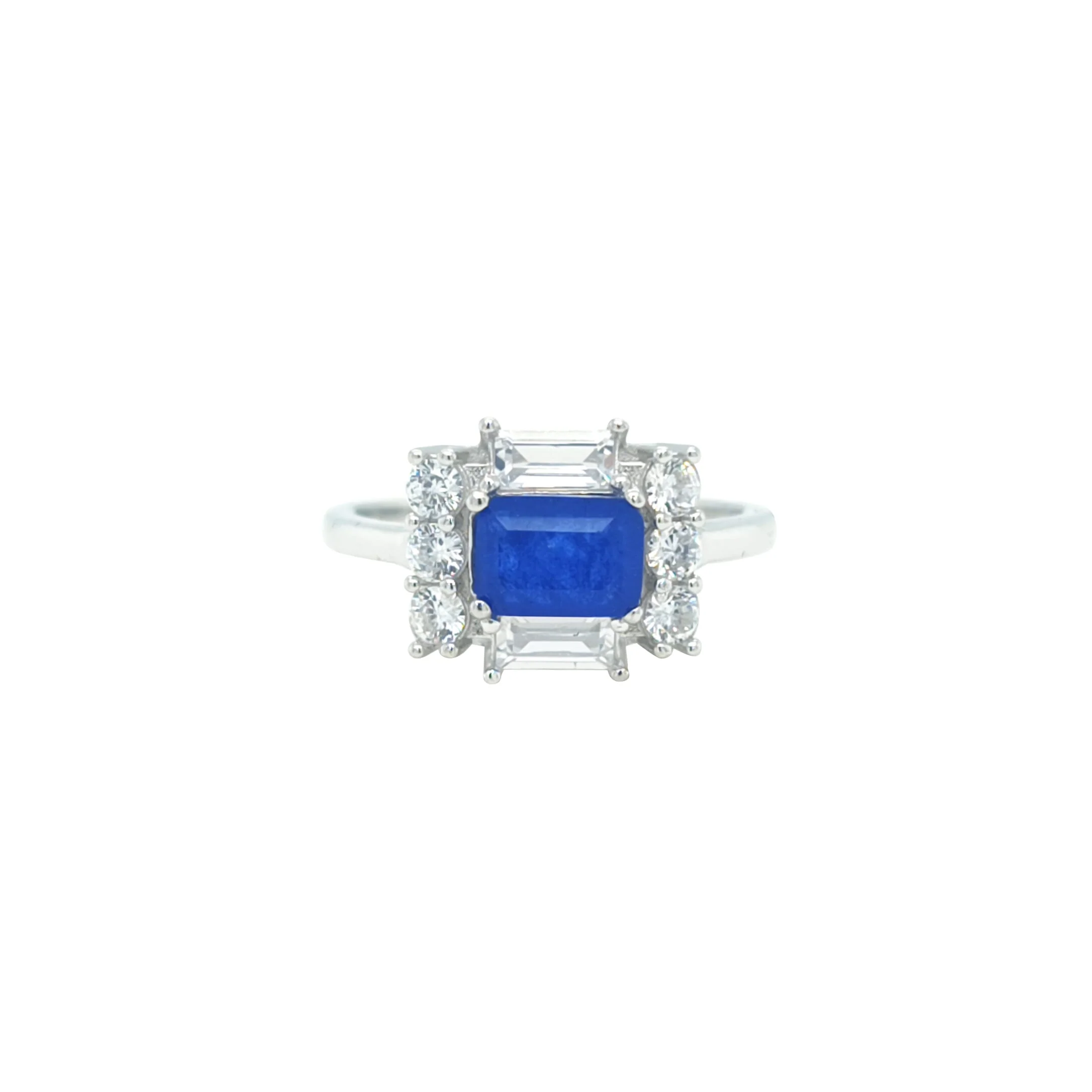 Asfour Crystal Jewelry Set With Decorative Blue Emerald Design In 925 Sterling Silver-SD0050-B-7 - Image 4