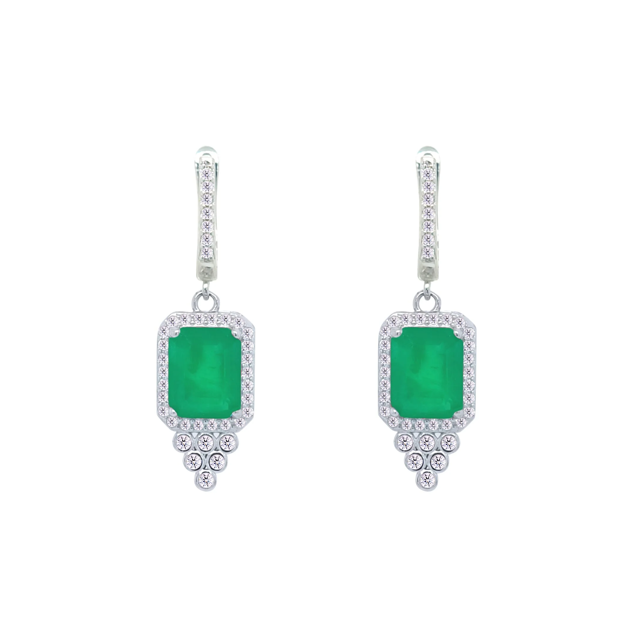 Asfour Crystal Jewelry Set With Decorative Emerald Design In 925 Sterling Silver-SD0051-G-9 - Image 3
