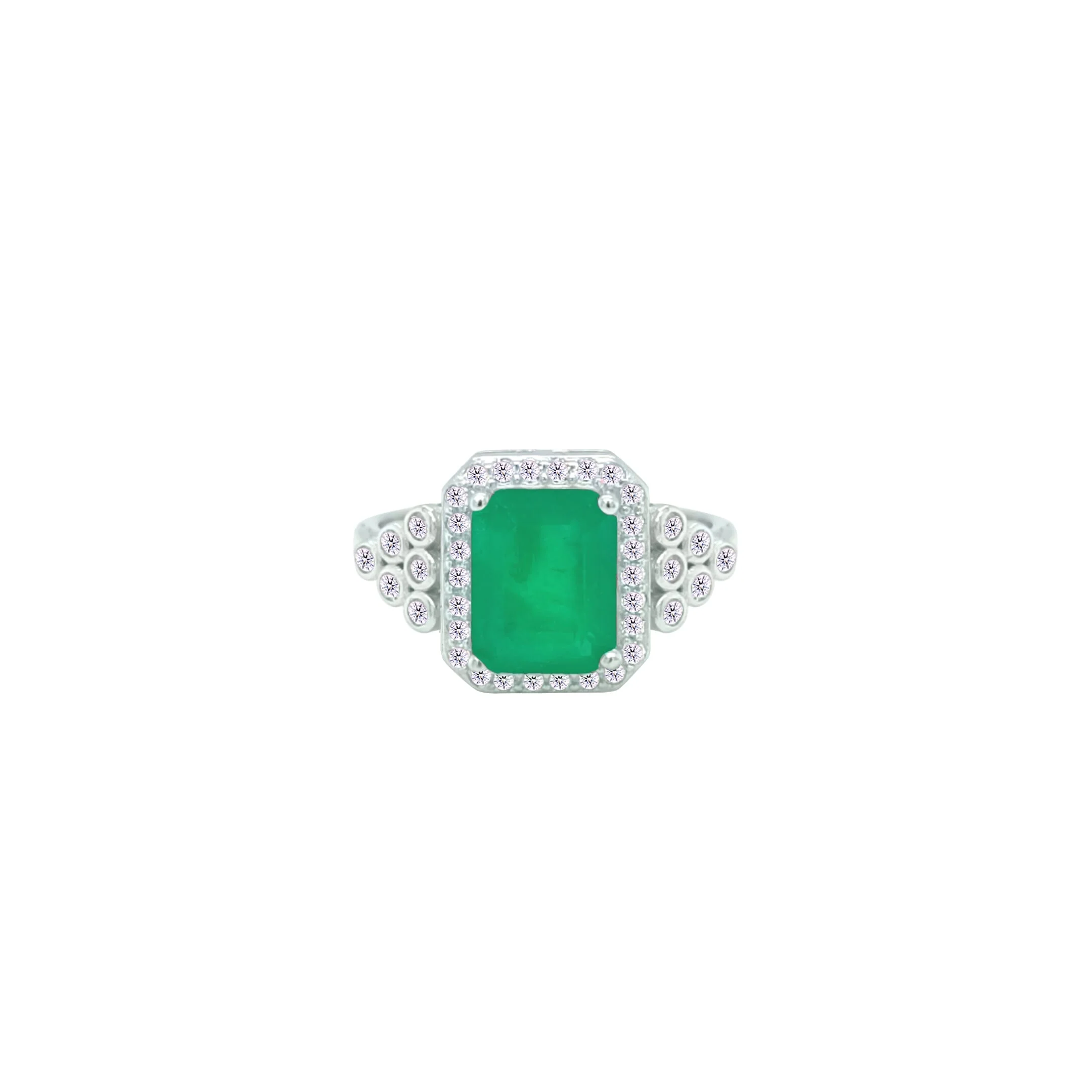 Asfour Crystal Jewelry Set With Decorative Emerald Design In 925 Sterling Silver-SD0051-G-9 - Image 4