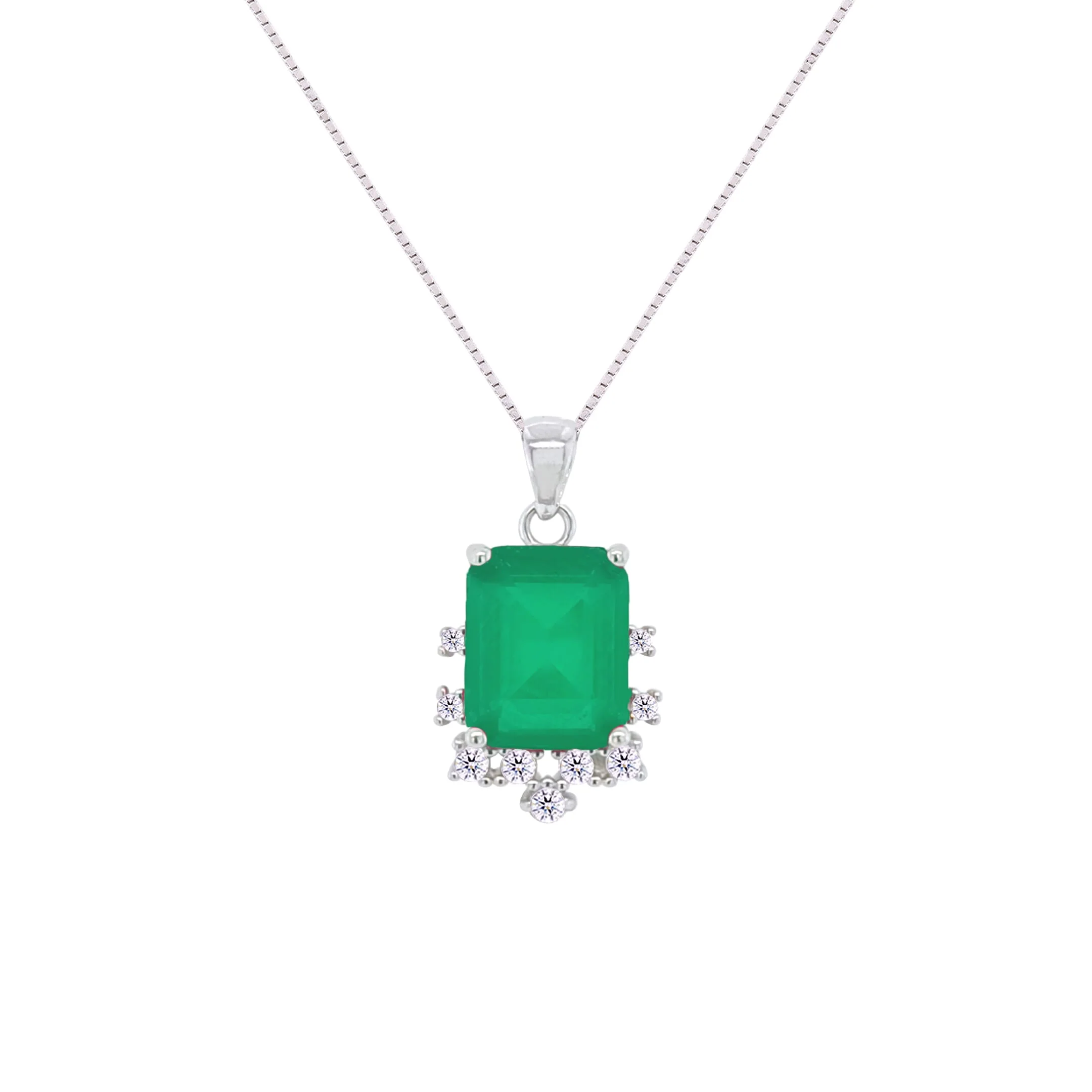 Asfour Crystal Jewelry Set With Decorative Emerald Design In 925 Sterling Silver-SD0072-G-9 - Image 2