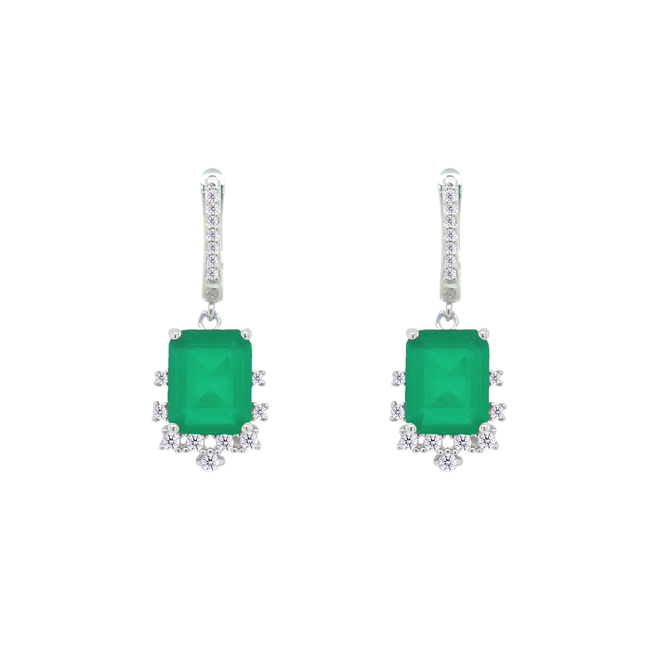 Asfour Crystal Jewelry Set With Decorative Emerald Design In 925 Sterling Silver-SD0072-G-9 - Image 3