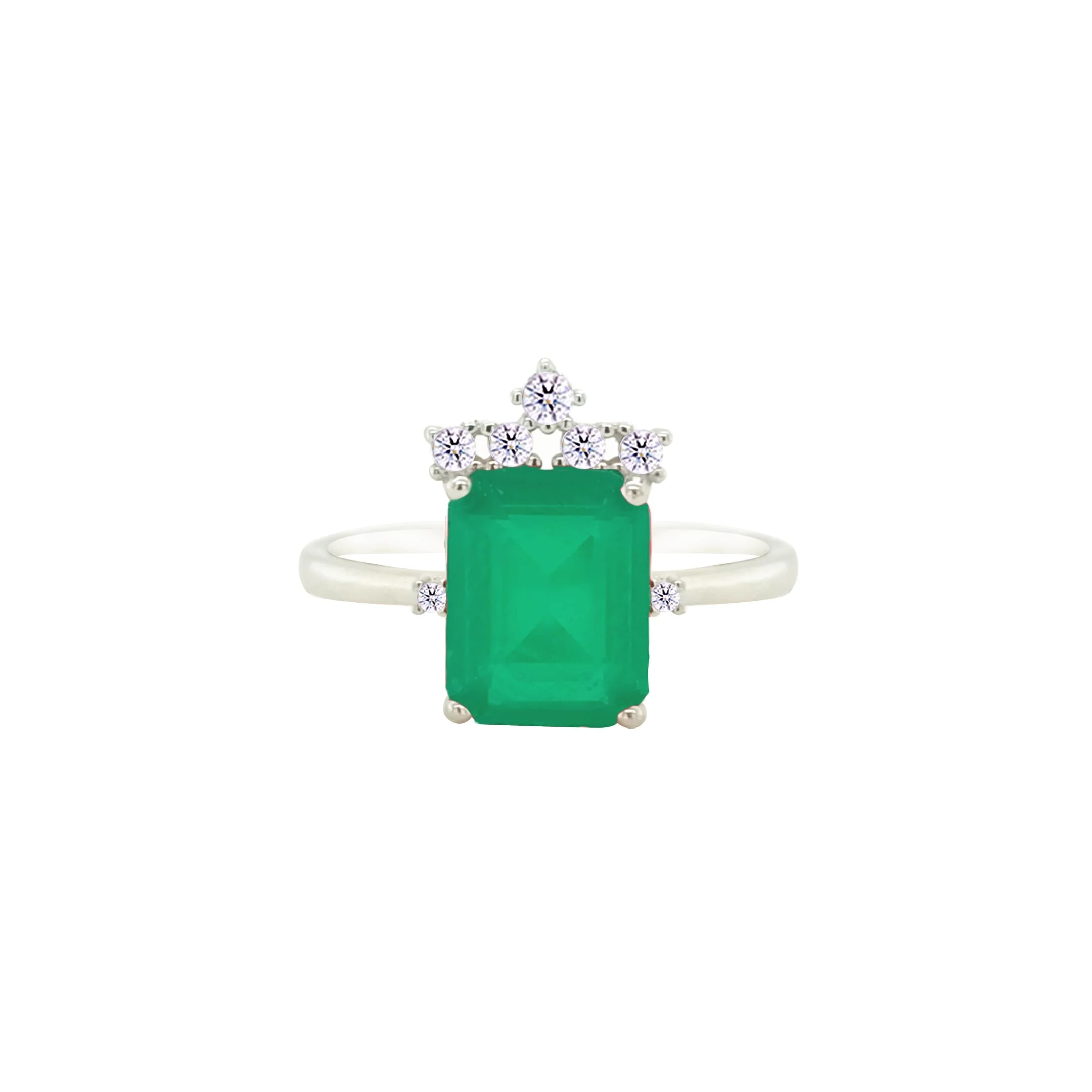 Asfour Crystal Jewelry Set With Decorative Emerald Design In 925 Sterling Silver-SD0072-G-9 - Image 4
