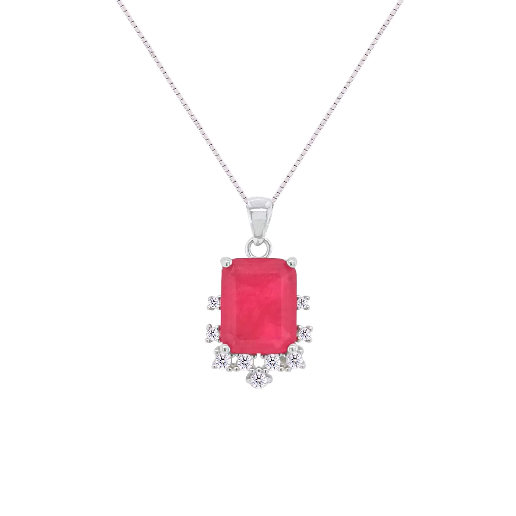 Asfour Crystal Jewelry Set With Decorative Fuchsia Design In 925 Sterling Silver-SD0072-F-9 - Image 2