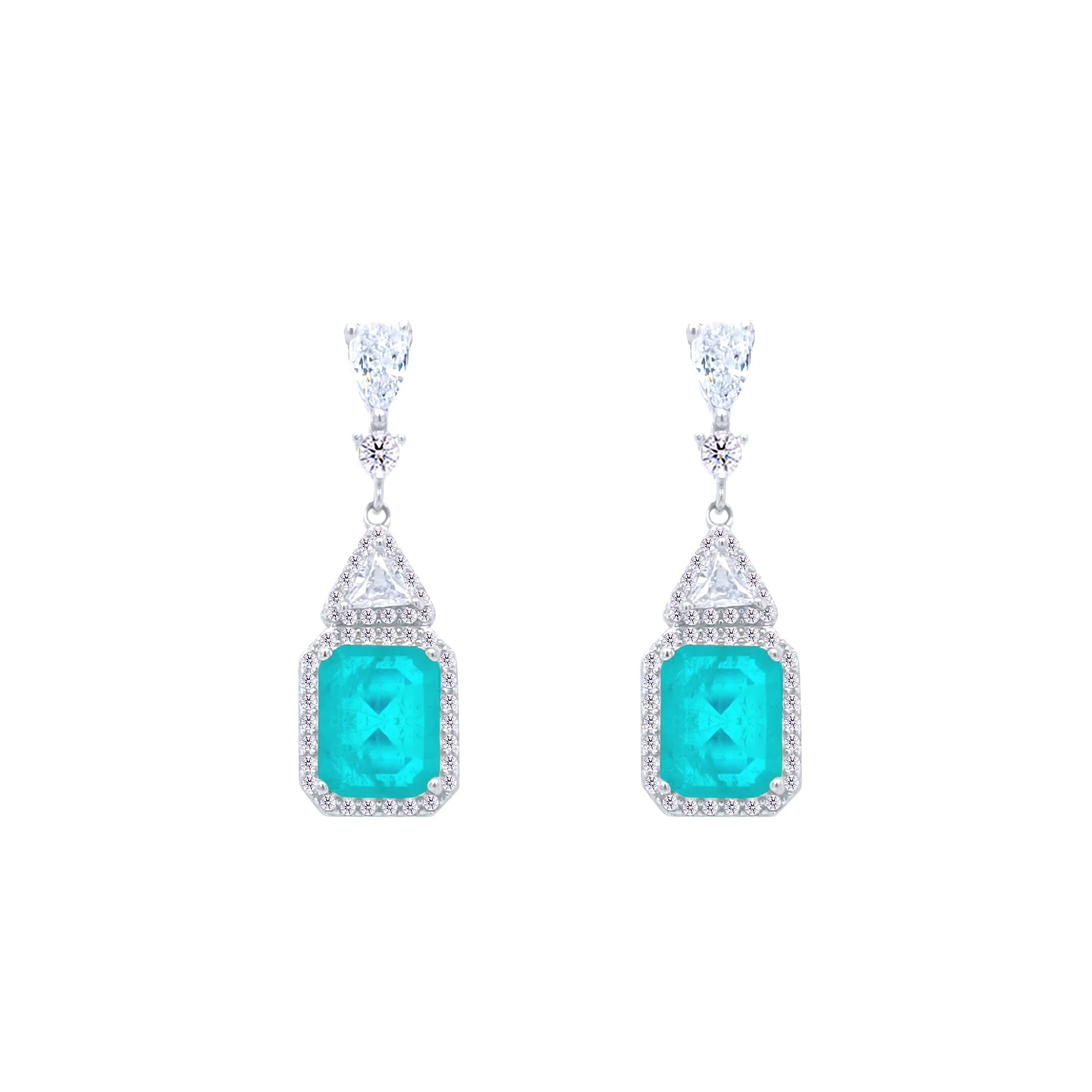 Asfour Crystal Jewelry Set With Decorative Turquoise Design In 925 Sterling Silver-SD0052-GC-9 - Image 3