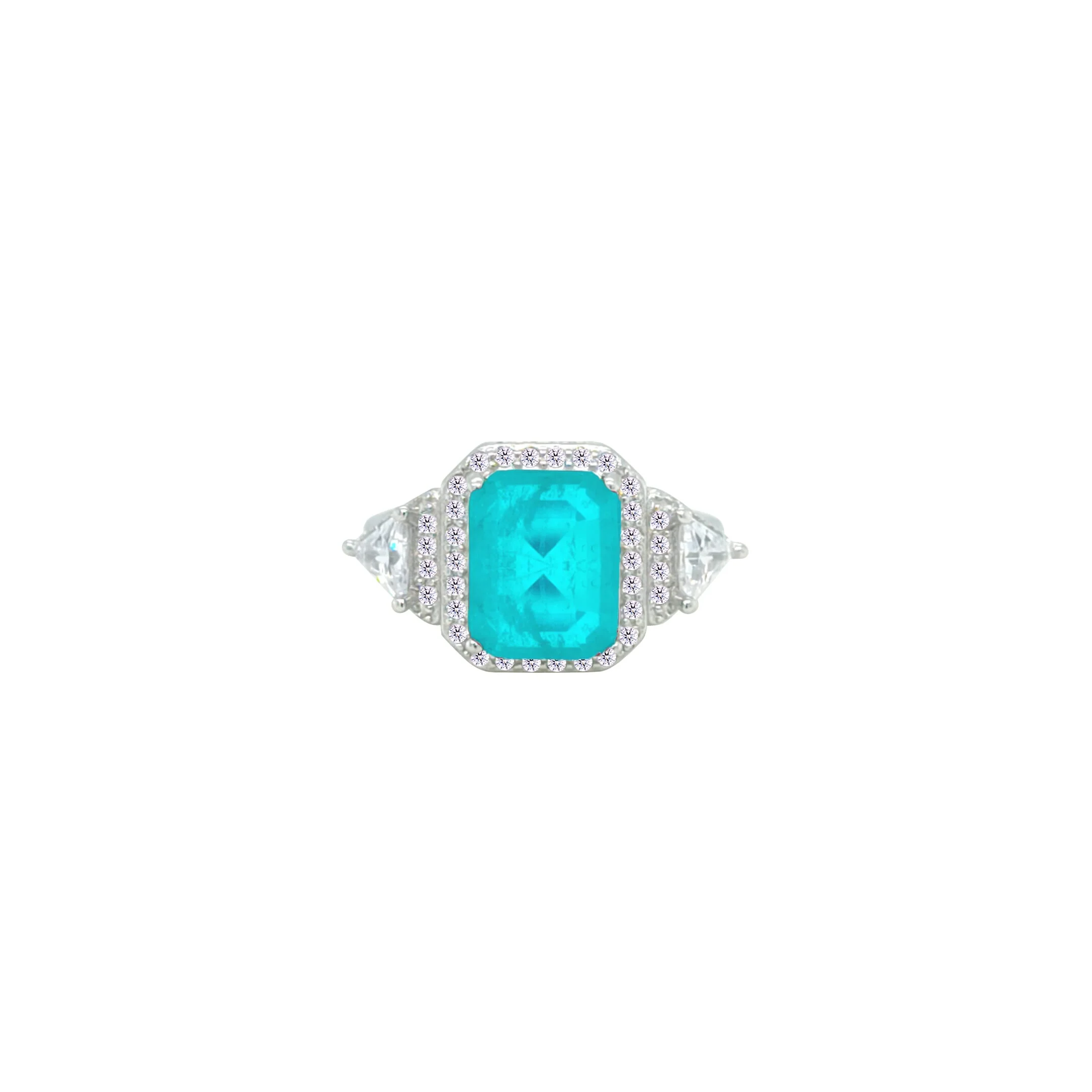 Asfour Crystal Jewelry Set With Decorative Turquoise Design In 925 Sterling Silver-SD0052-GC-9 - Image 4