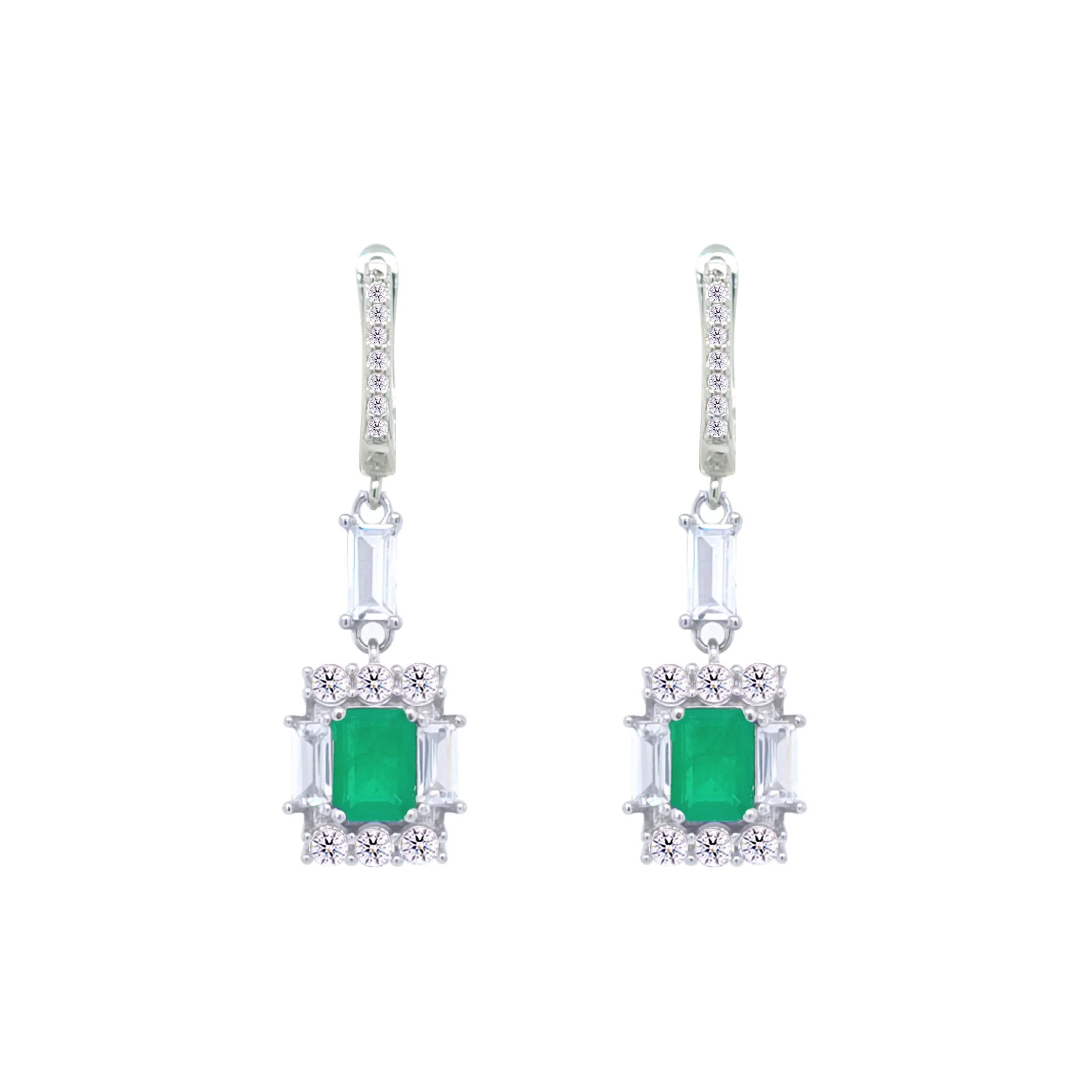 Asfour Crystal Jewelry Set With Decorative Turquoise Emerald Design In 925 Sterling Silver-SD0050-G-9 - Image 3
