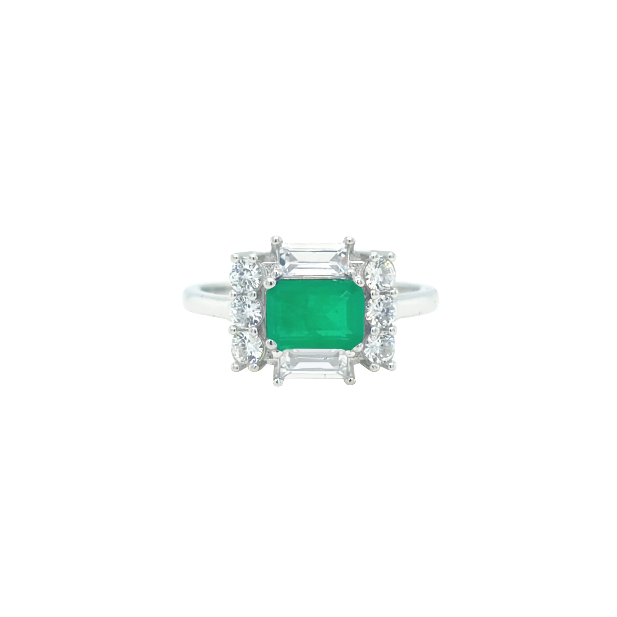 Asfour Crystal Jewelry Set With Decorative Turquoise Emerald Design In 925 Sterling Silver-SD0050-G-9 - Image 4