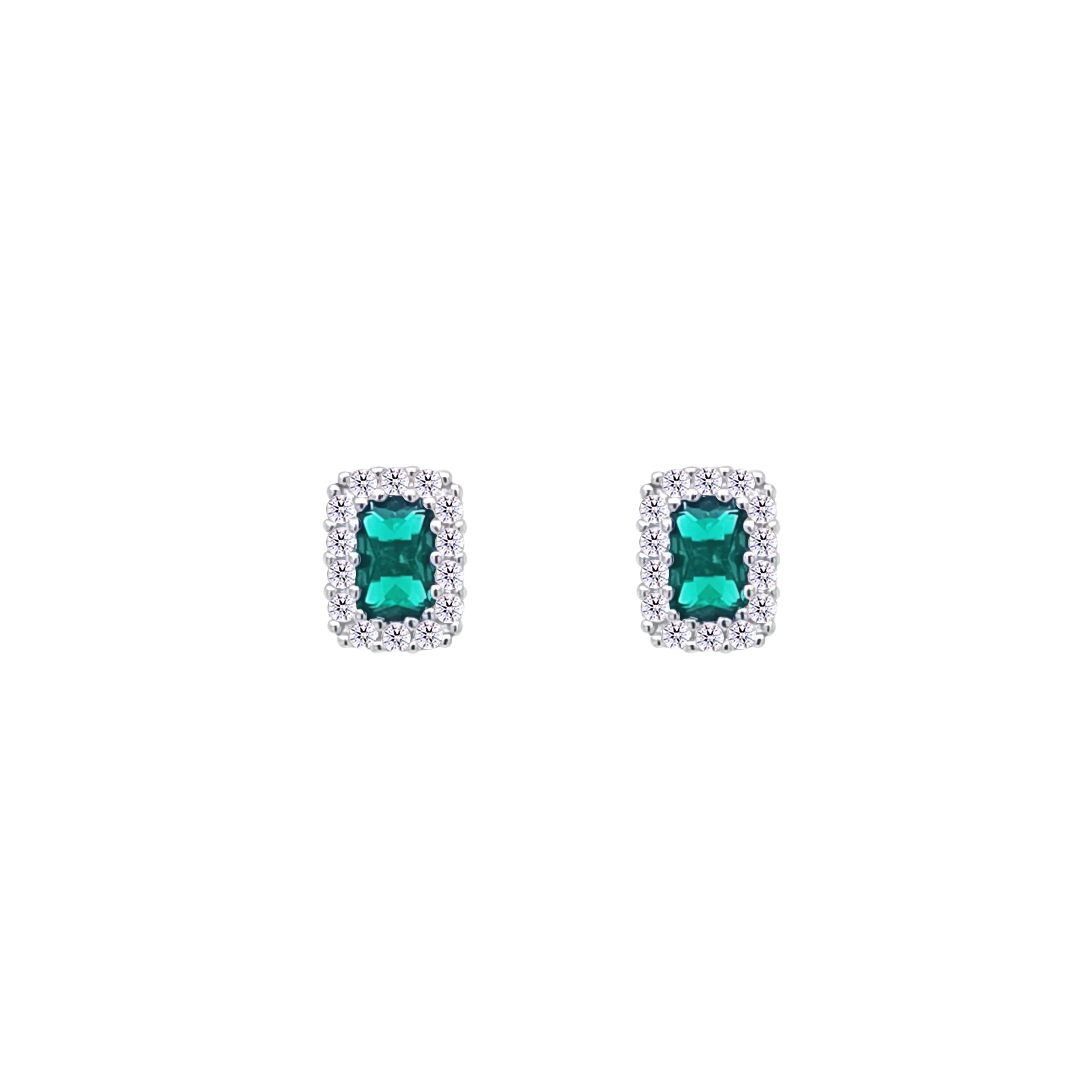 Asfour Crystal Jewelry Set With Emerald Design Inlaid With Zircon In 925 Sterling Silver-SM0049-G - Image 3