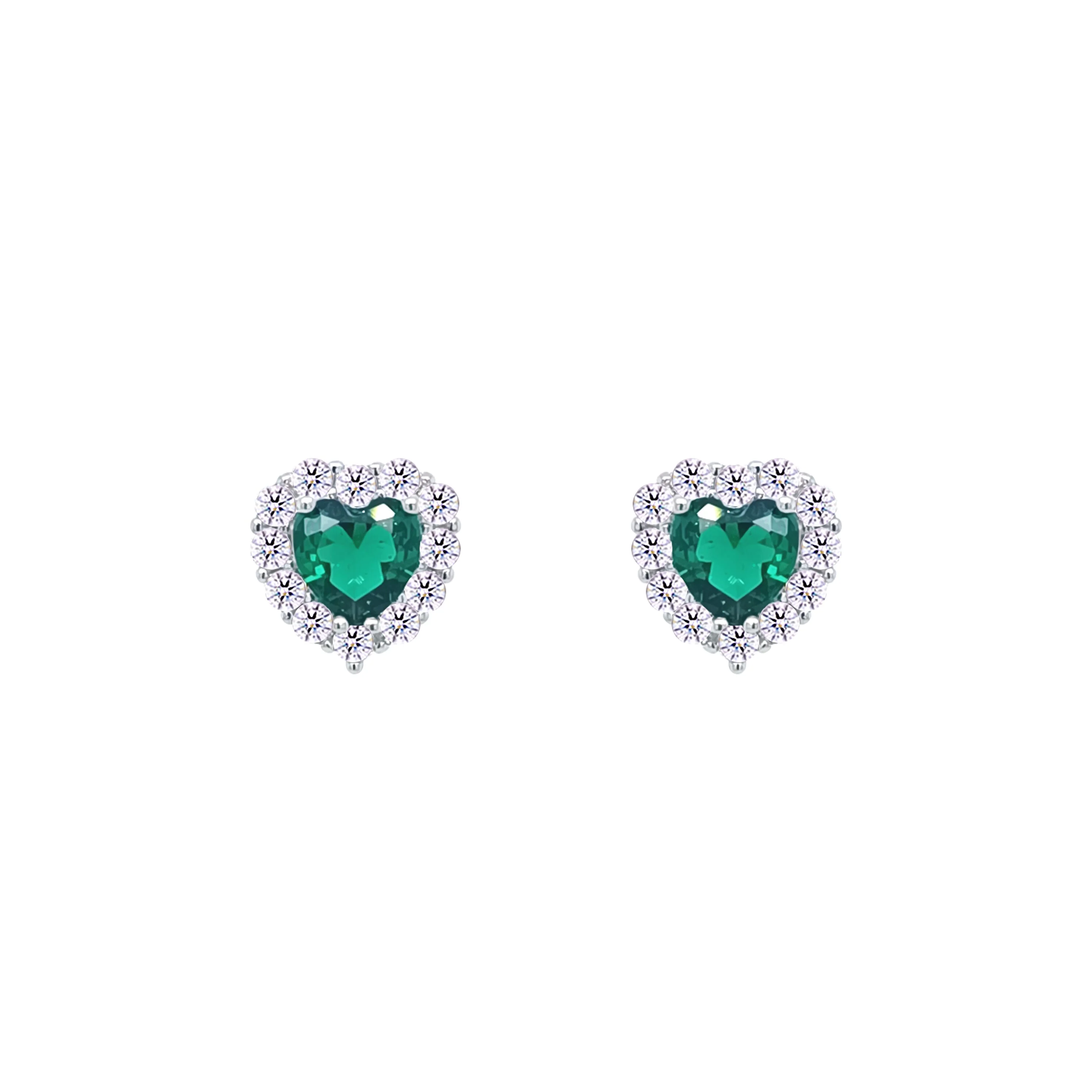 Asfour Crystal Jewelry Set With Emerald Heart Design Inlaid With Zircon In 925 Sterling Silver-SM0043-G - Image 3