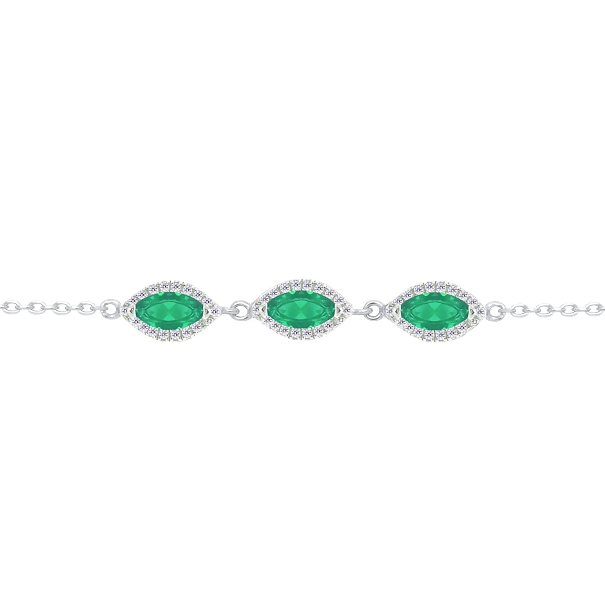 Asfour Crystal Jewelry Set With Emerald Marquise Cut Zircon Design In 925 Sterling Silver-SD0095-G-8 - Image 3