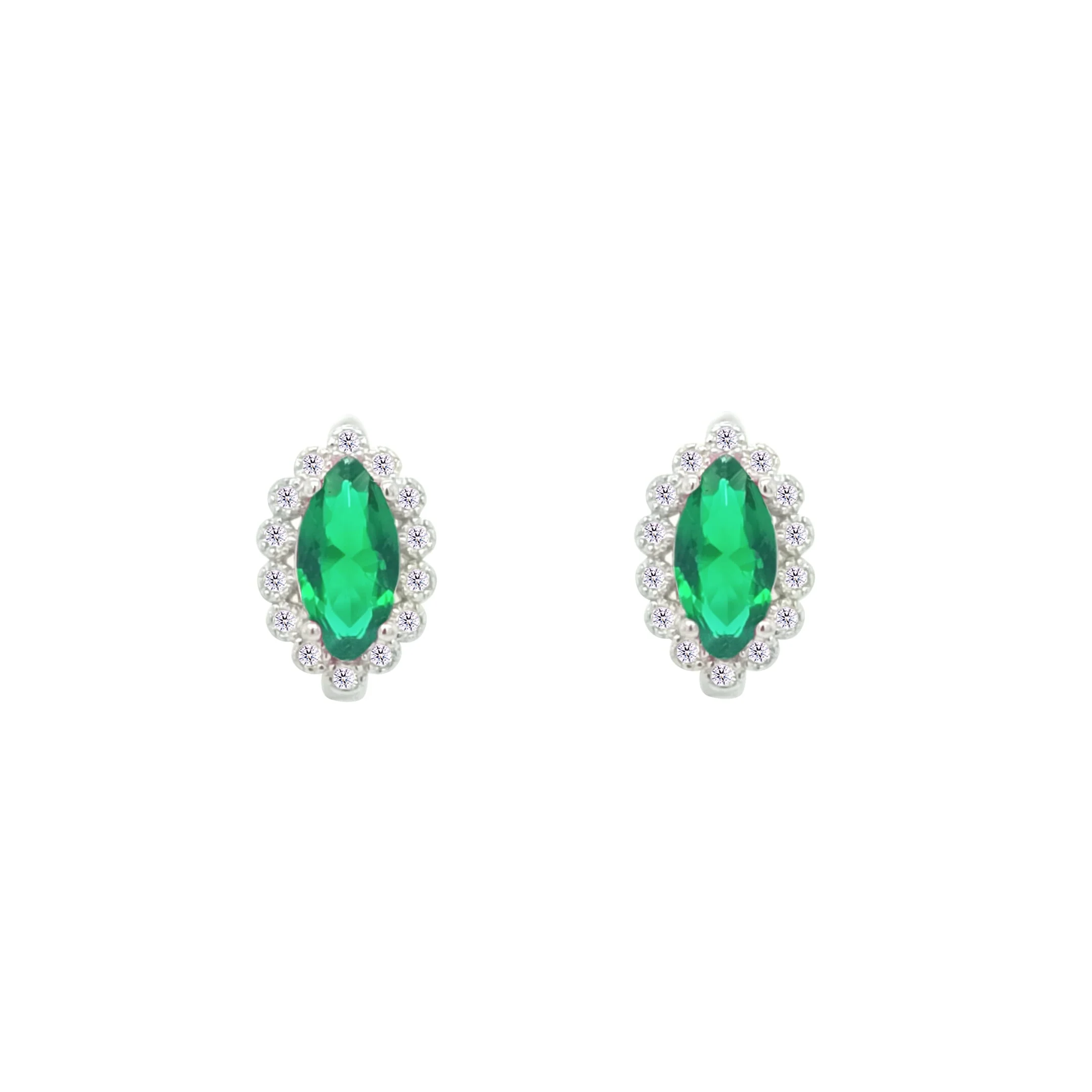 Asfour Crystal Jewelry Set With Emerald Marquise Design In 925 Sterling Silver-SD0120-G-8 - Image 3