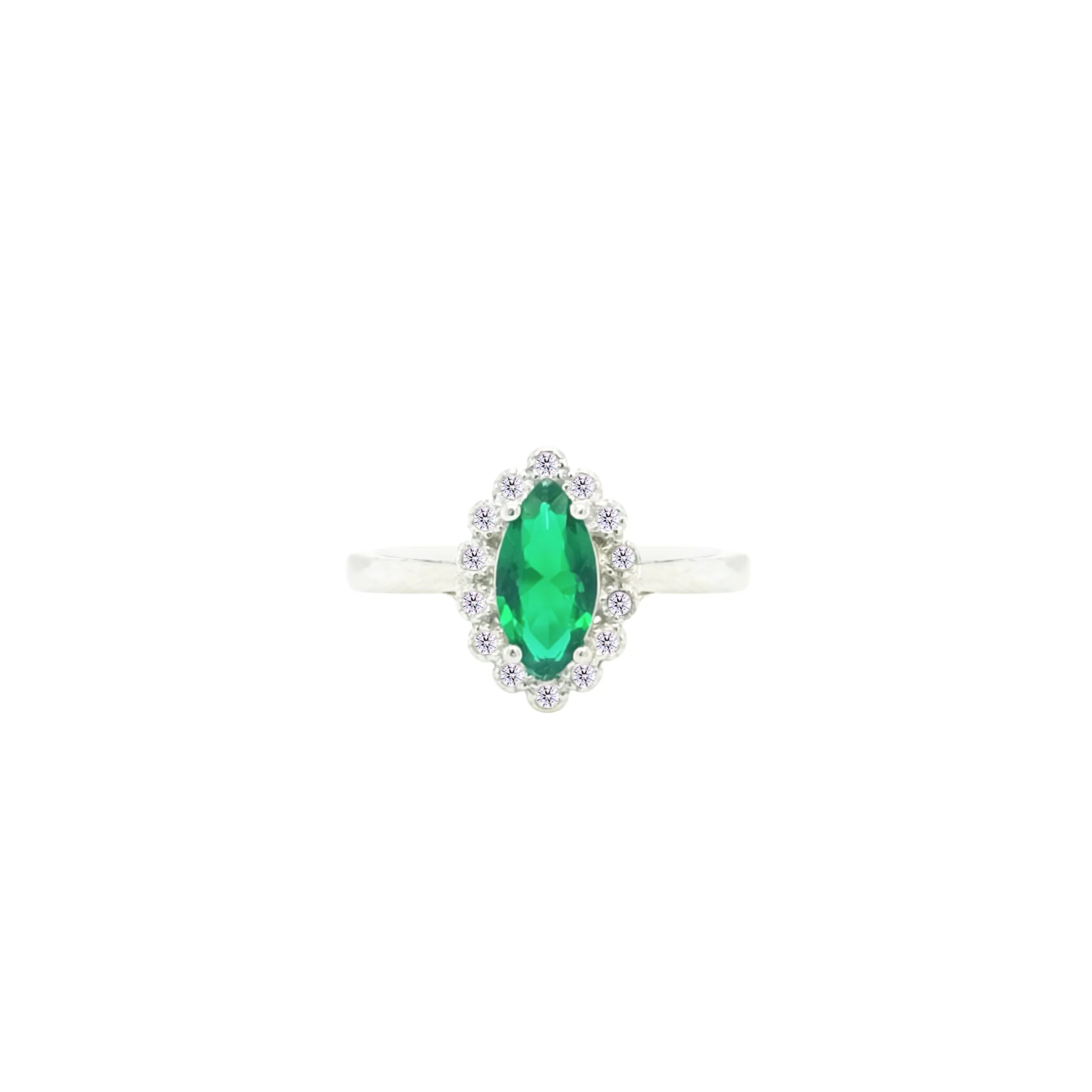 Asfour Crystal Jewelry Set With Emerald Marquise Design In 925 Sterling Silver-SD0120-G-8 - Image 4