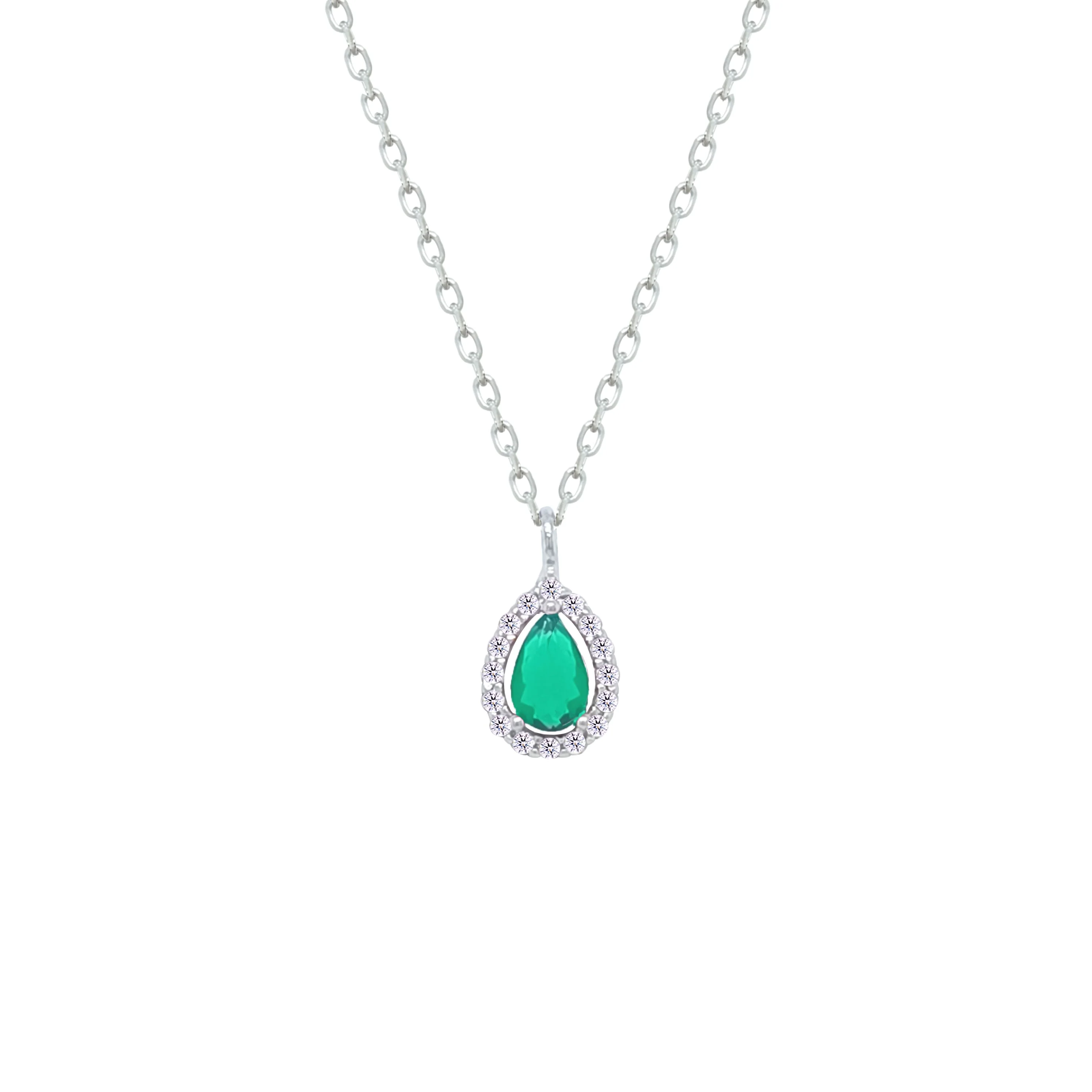 Asfour Crystal jewelry Set With Emerald Pear Design Inlaid With Zircon In 925 Sterling Silver-SM0039-G - Image 2