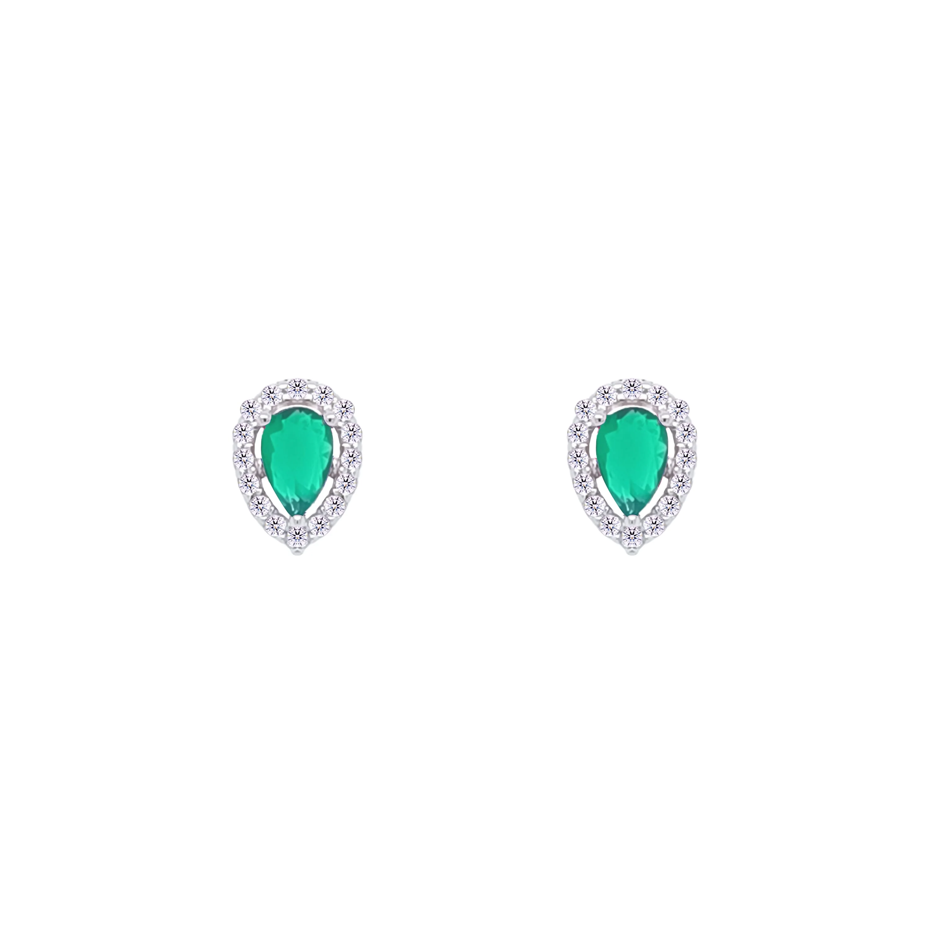 Asfour Crystal jewelry Set With Emerald Pear Design Inlaid With Zircon In 925 Sterling Silver-SM0039-G - Image 3