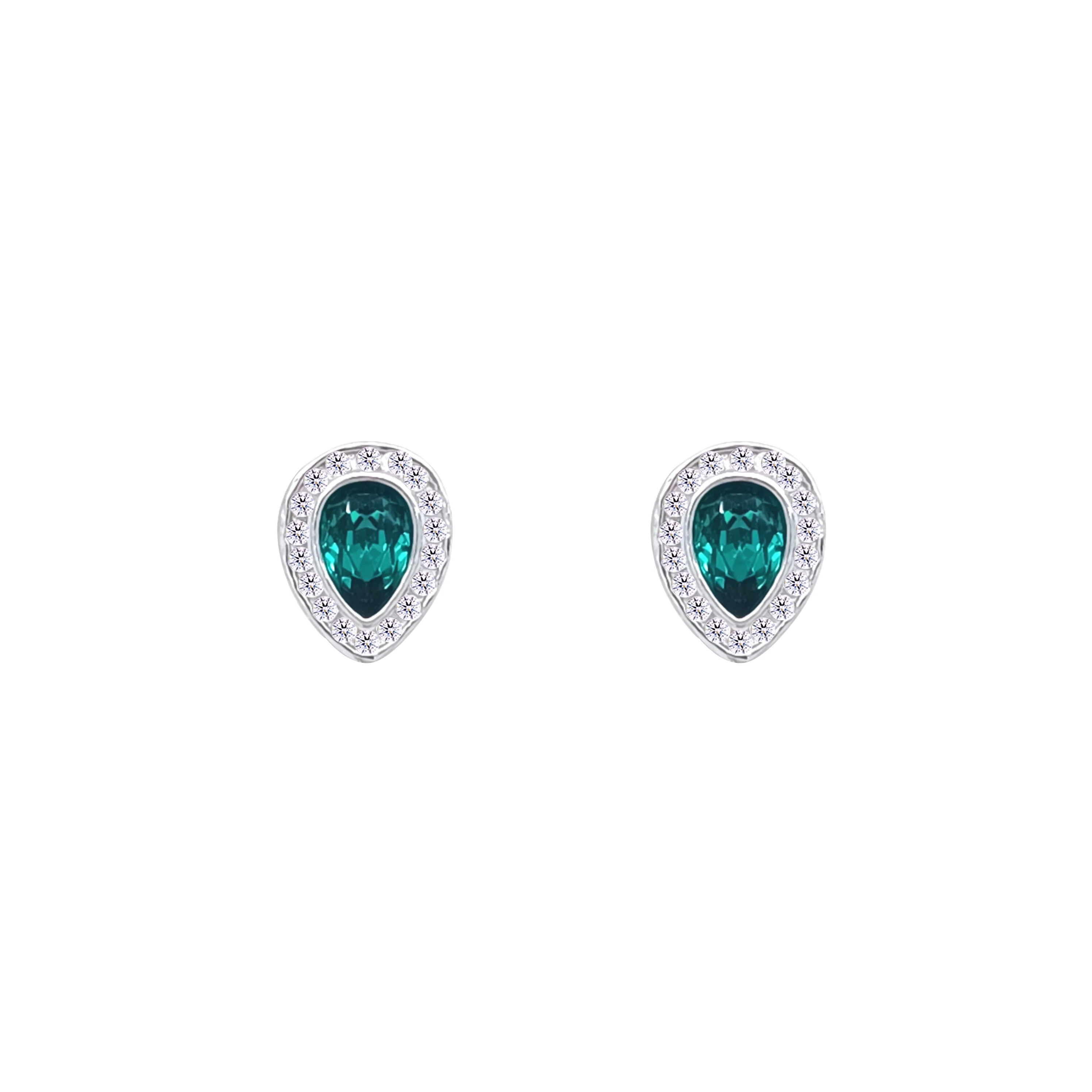 Asfour Crystal Jewelry Set With Emerald Pear Design Inlaid With Zircon In 925 Sterling Silver-SM0044-Z - Image 3