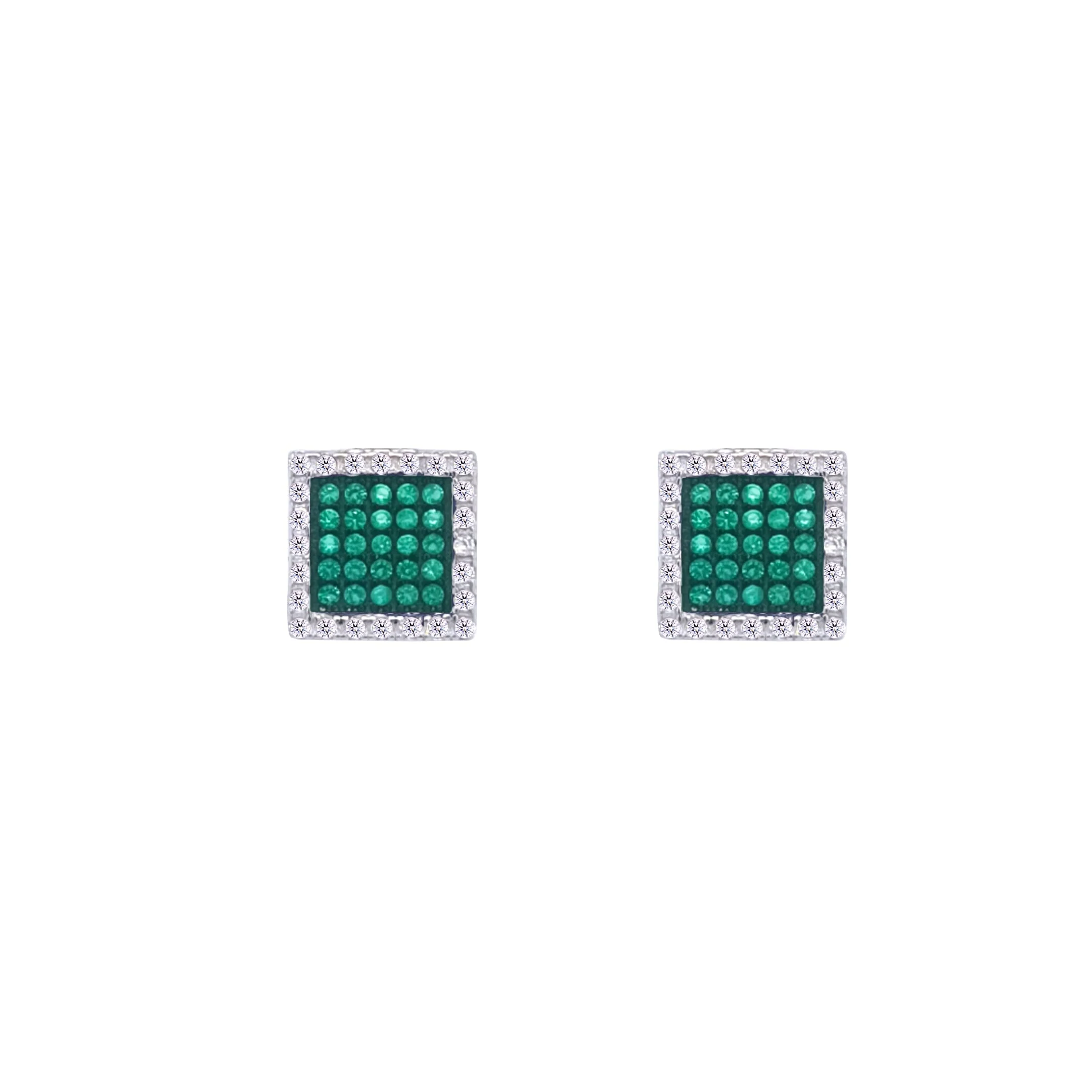 Asfour Crystal Jewelry Set With Emerald Square Design In 925 Sterling Silver-SD0122-G - Image 3