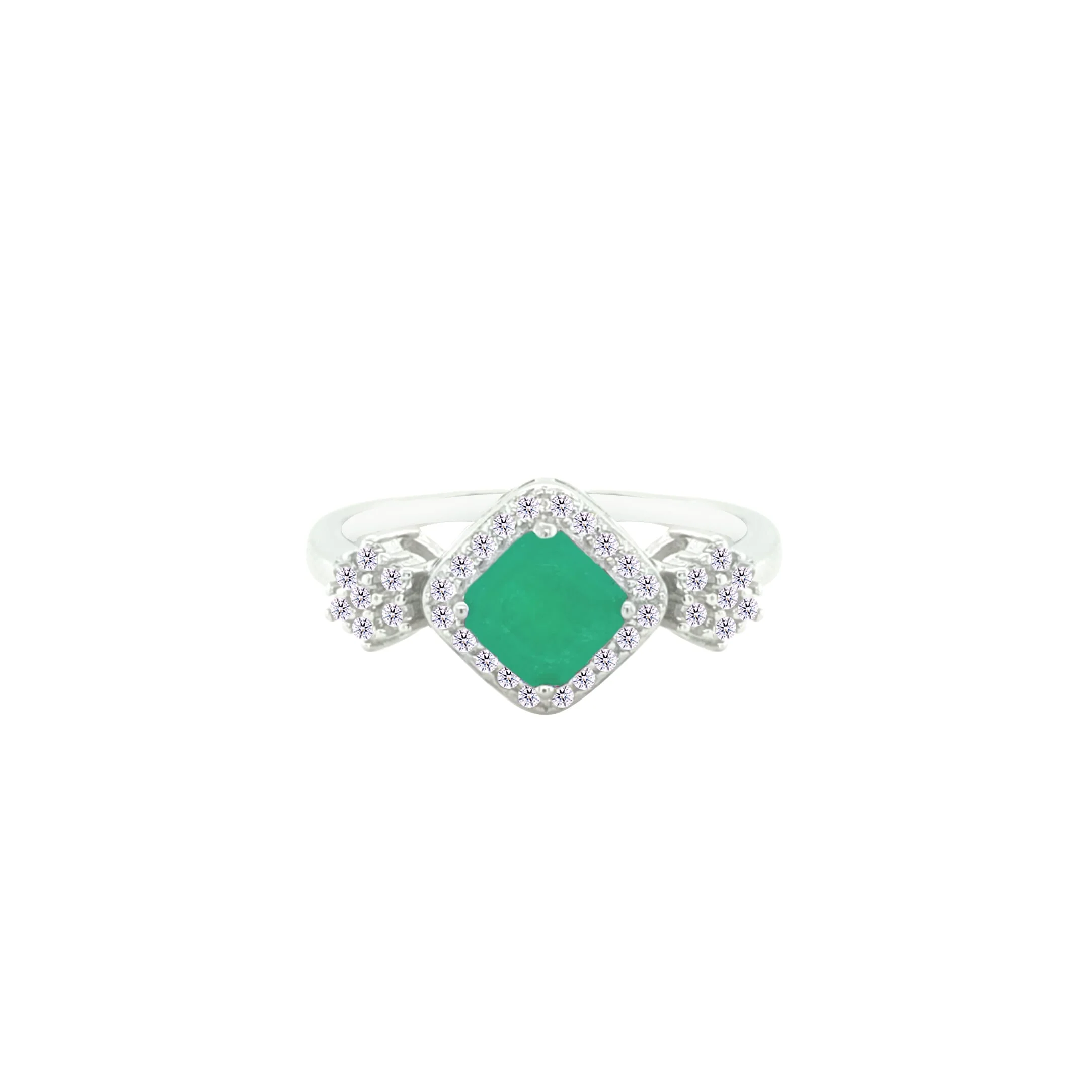 Asfour Crystal Jewelry Set With Emerald Squares Design In 925 Sterling Silver-SD0058-G-8 - Image 4